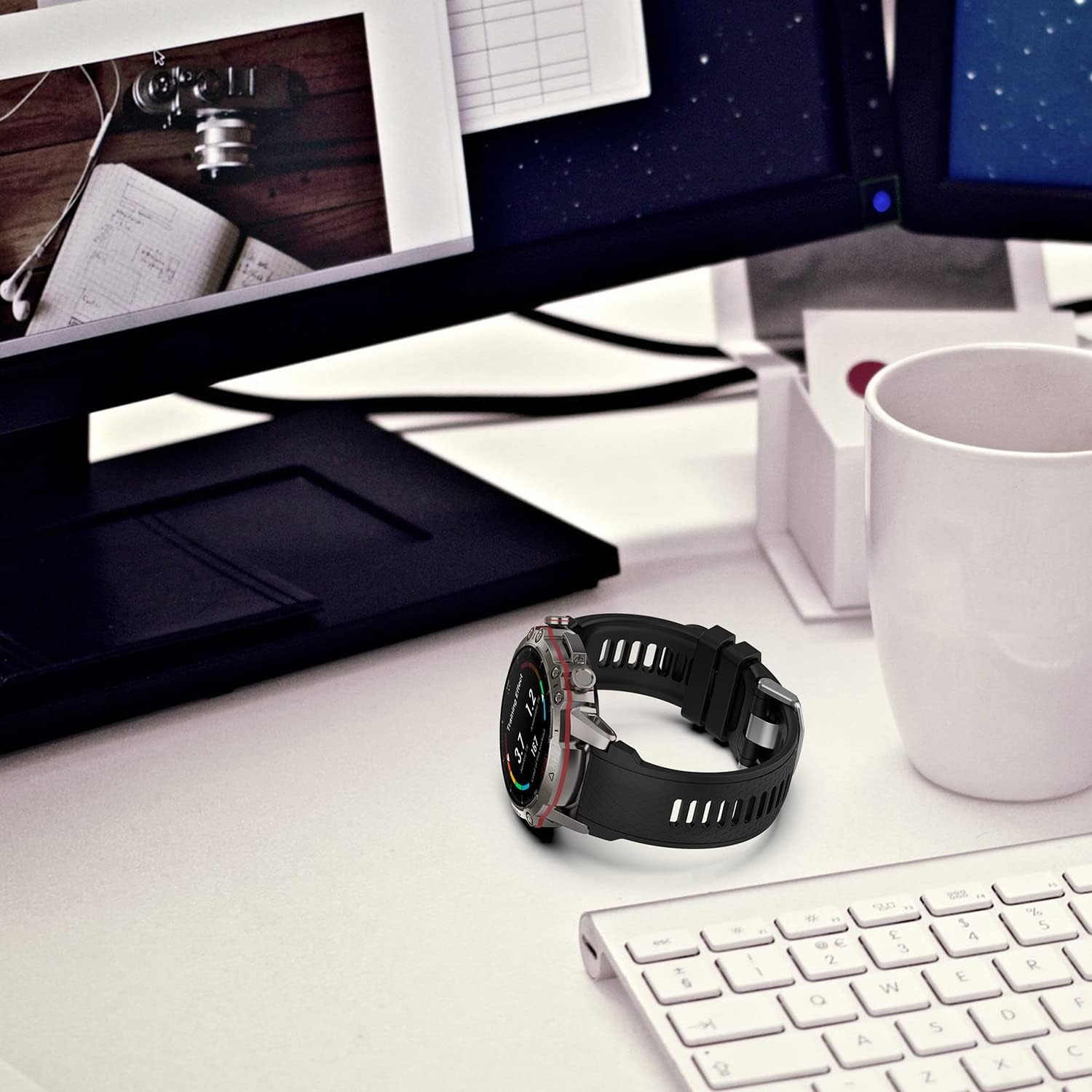 Miimall Compatible con las correas de reloj Amazfit Falcon de 0.866 in para mujeres y hombres, correa de silicona sin huecos, correas de repuesto