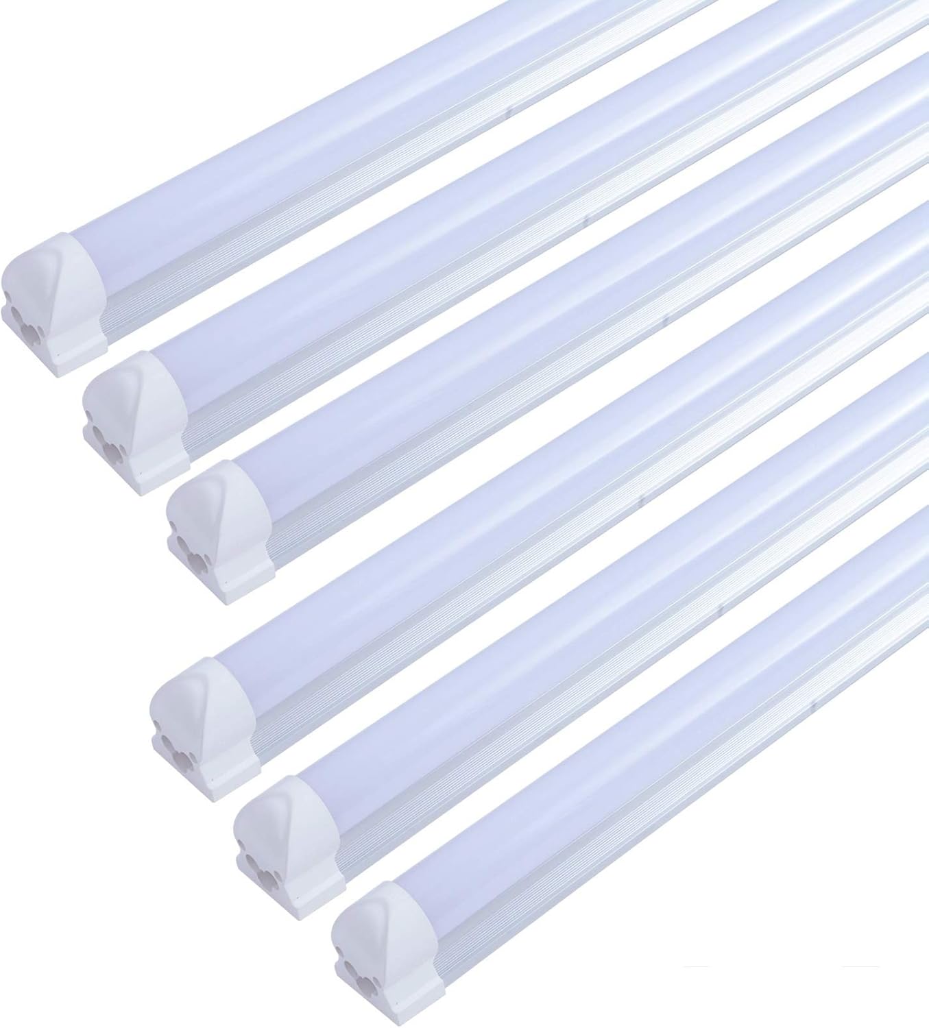Paquete de 6 lámparas LED T8 de 4 pies y 24 W integradas, luz de tienda con interruptor de encendidoapagado, iluminación enlazable de utilidad, luz