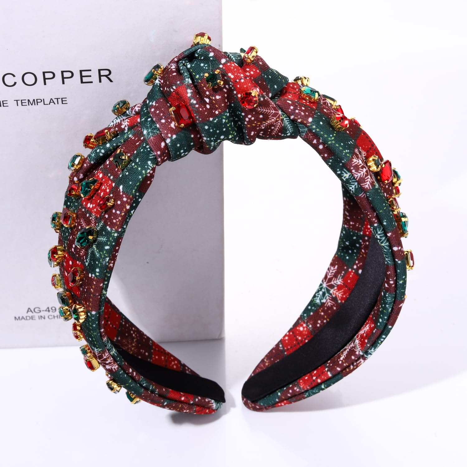 Diadema de Navidad para mujer, accesorios de Navidad, árbol de Navidad, copo de nieve, reno, bastón de caramelo, diadema anudada con perlas de