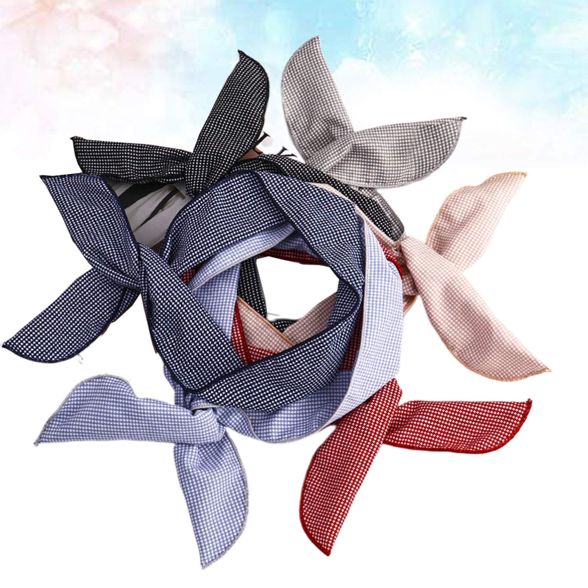 Beaupretty Diadema con lazo para el cabello, 6 unidades, con alambre, diseño de orejas de conejo, bufanda, tocado de borde ancho, accesorios para el
