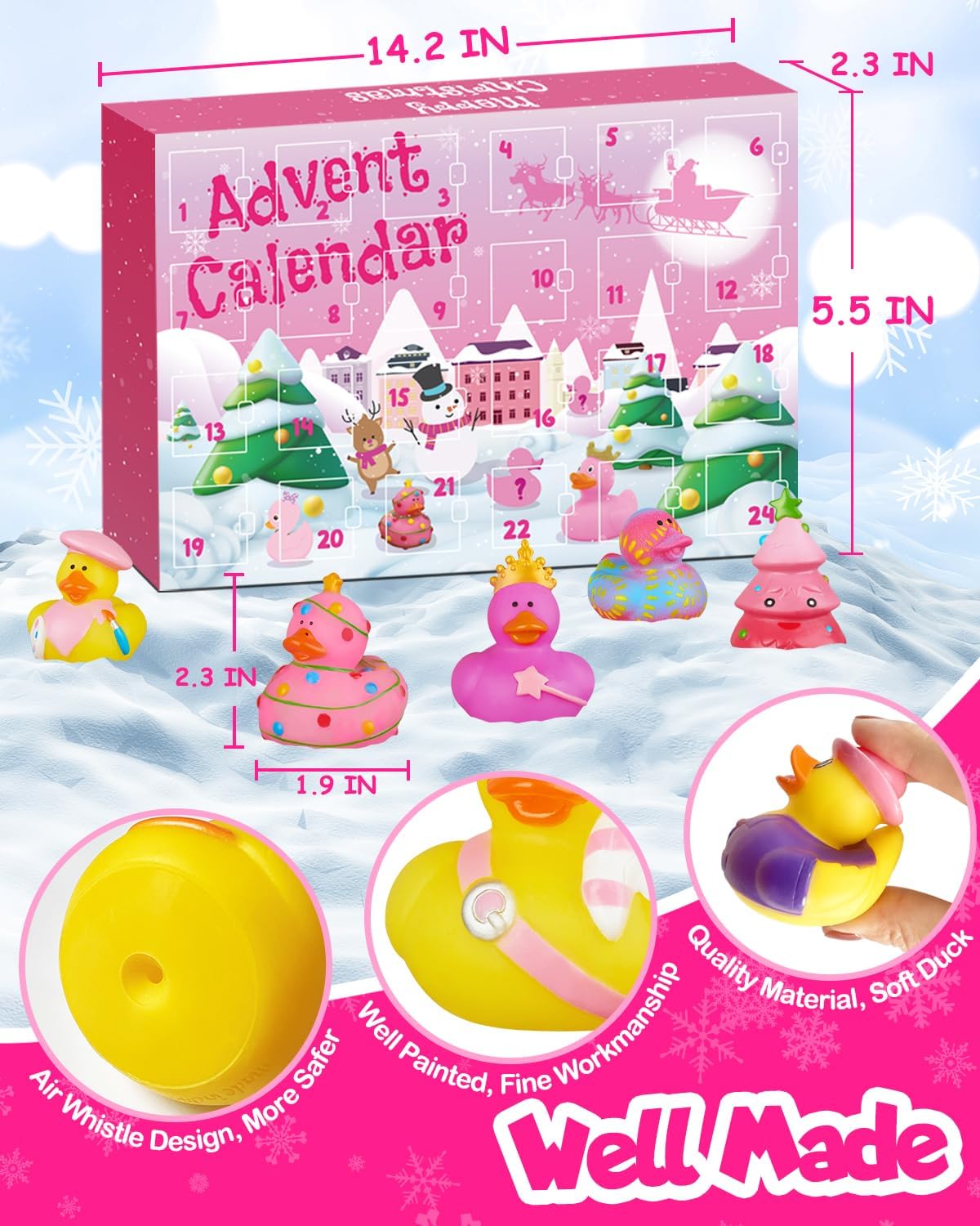 Calendario de Adviento de pato de goma 2023, 24 días de cuenta regresiva, regalos de Navidad para niñas, niños pequeños de 1, 2, 3, 4 años, 4-12