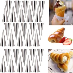 Joyeee Paquete de 30 moldes antiadherentes para cuernos de crema, molde grande de acero inoxidable de 5 pulgadas para cocinar bricolaje pastelería Joyeee Paquete de 30 moldes antiadherentes para cuernos de crema, molde grande de acero inoxidable de 5 pulgadas para cocinar bricolaje pastelería