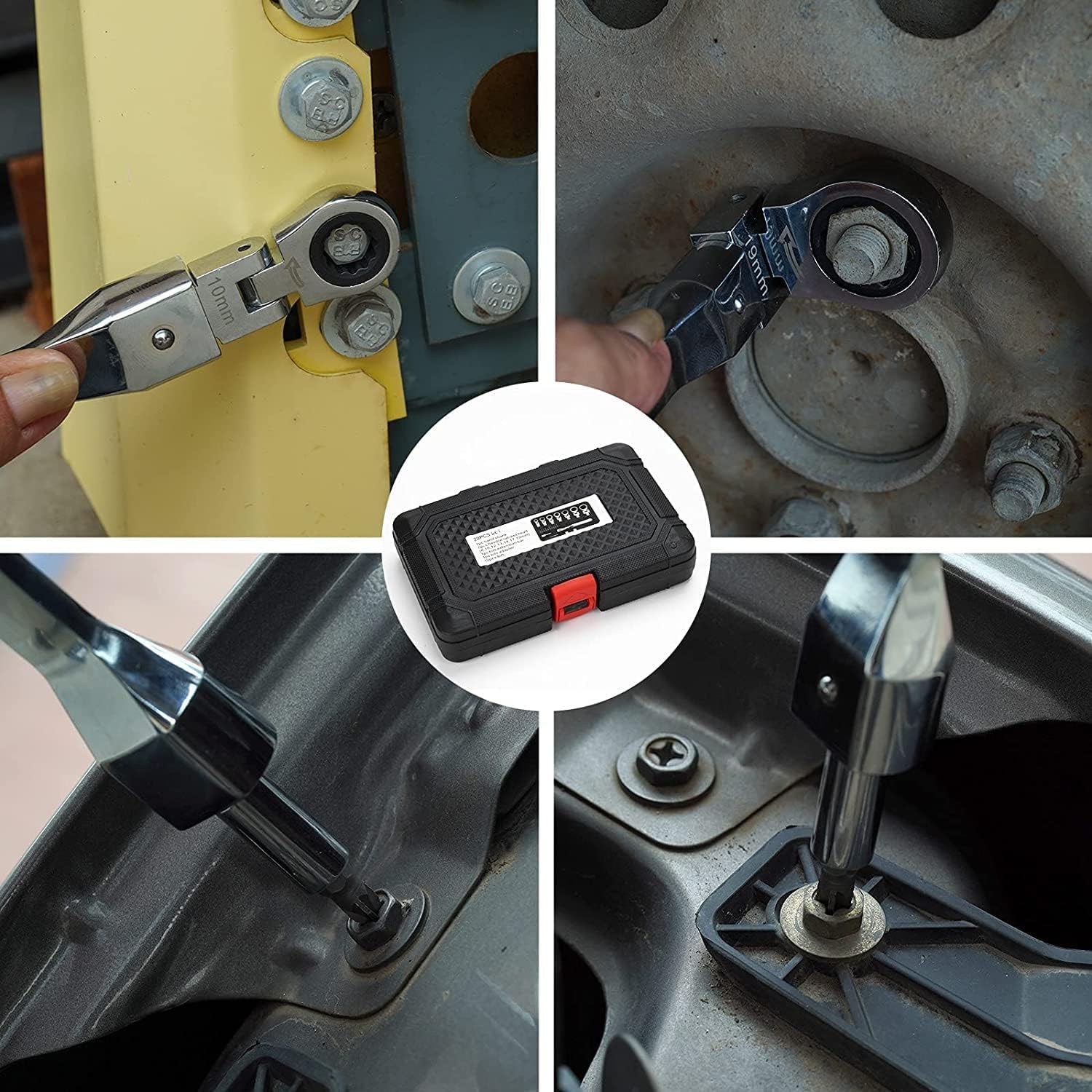 Juego de 27 llaves de trinquete de cabeza flexible, 0.236 in-0.787 in, cabezales de trinquete Torx intercambiables con puntas de destornillador,