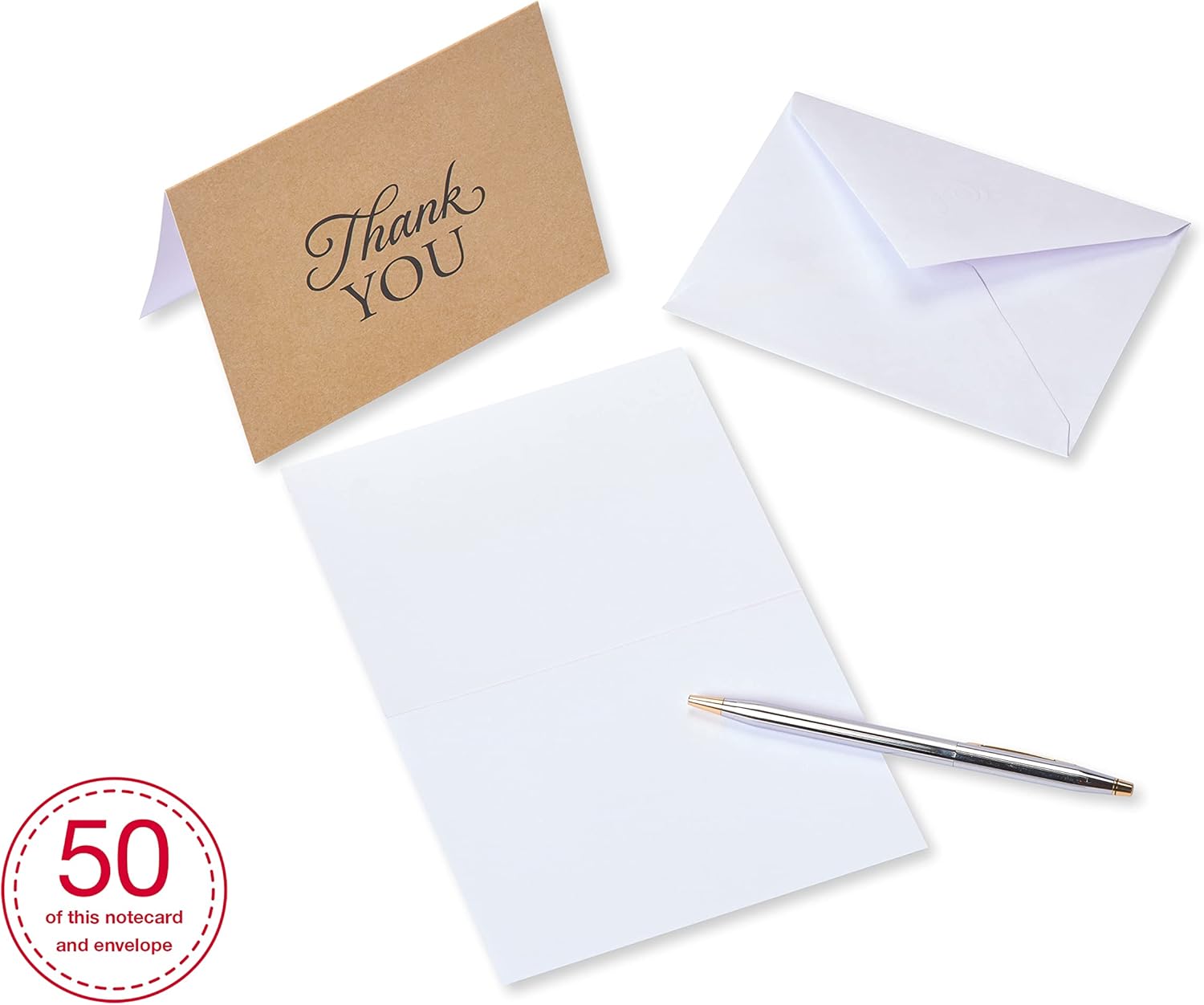 American Greetings Tarjetas de agradecimiento con sobres, estilo Kraft marrón (50 unidades)
