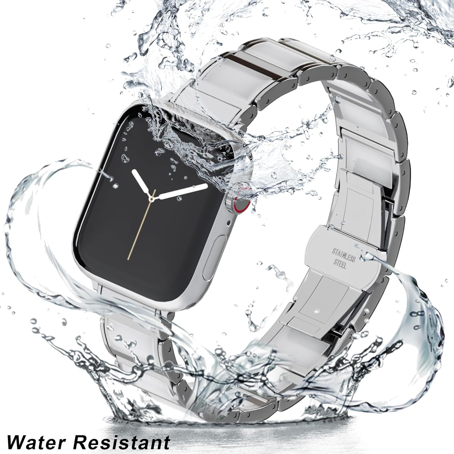 Correa de metal compatible con Apple Watch de 1.496 in 1.575 in 1.614 in 1.654 in 1.732 in 1.772 in 1.929 in, pulsera de jade con incrustaciones de