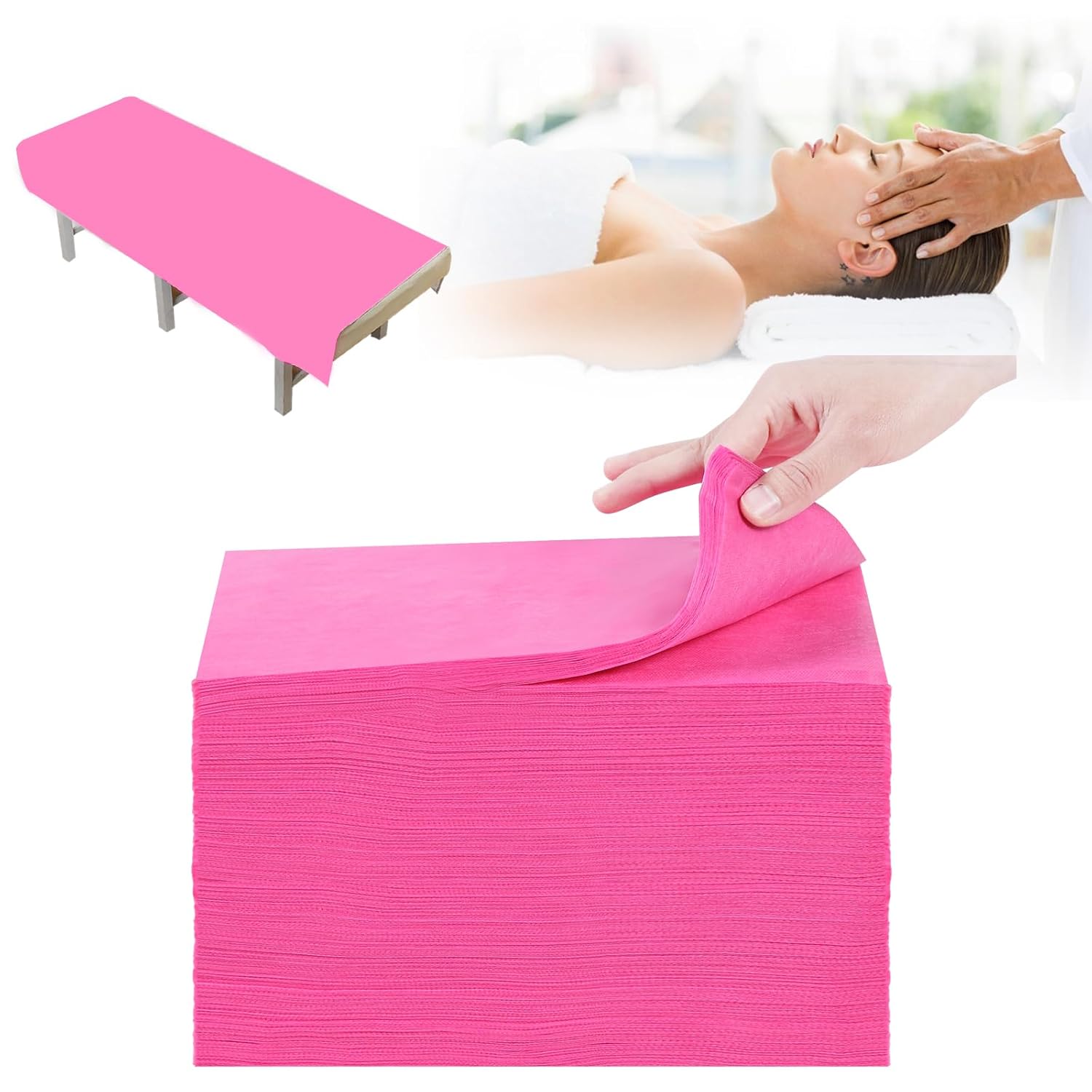 100 sábanas desechables de 31 x 71 pulgadas, impermeables, para mesa de masaje, tela no tejida, para terapia de masaje, tatuajes, salón de belleza,