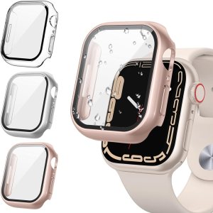 Tensea Paquete de 3 fundas protectoras de pantalla para Apple Watch Series 9, 8, 7, de 1.772 pulgadas, cubierta protectora para iWatch, película de Tensea Paquete de 3 fundas protectoras de pantalla para Apple Watch Series 9, 8, 7, de 1.772 pulgadas, cubierta protectora para iWatch, película de
