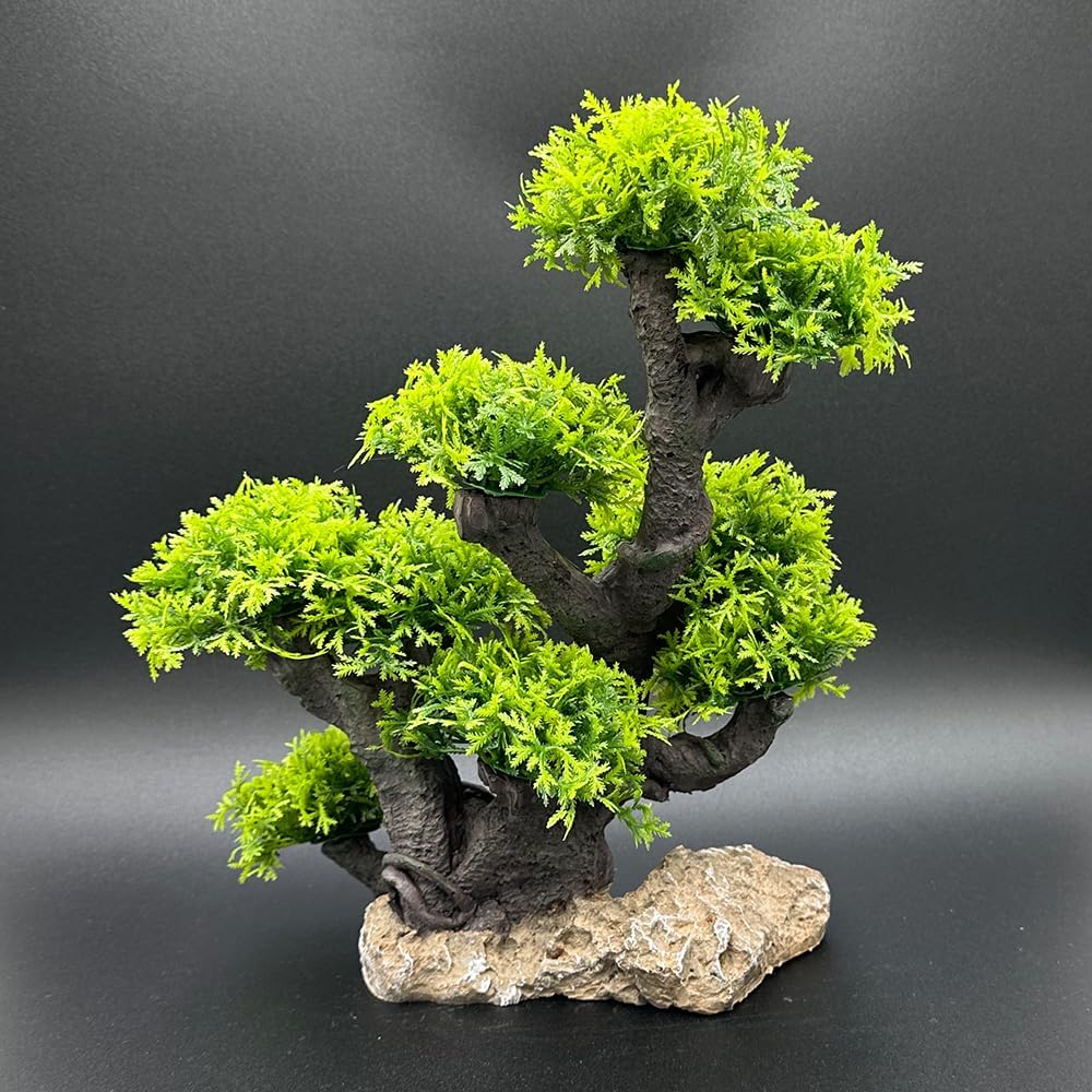 Smoothedo-Pets Plantas de acuario, decoraciones de pecera, tamaño mediano, 11 pulgadas, plantas artificiales de plástico, peces dorados, paisaje