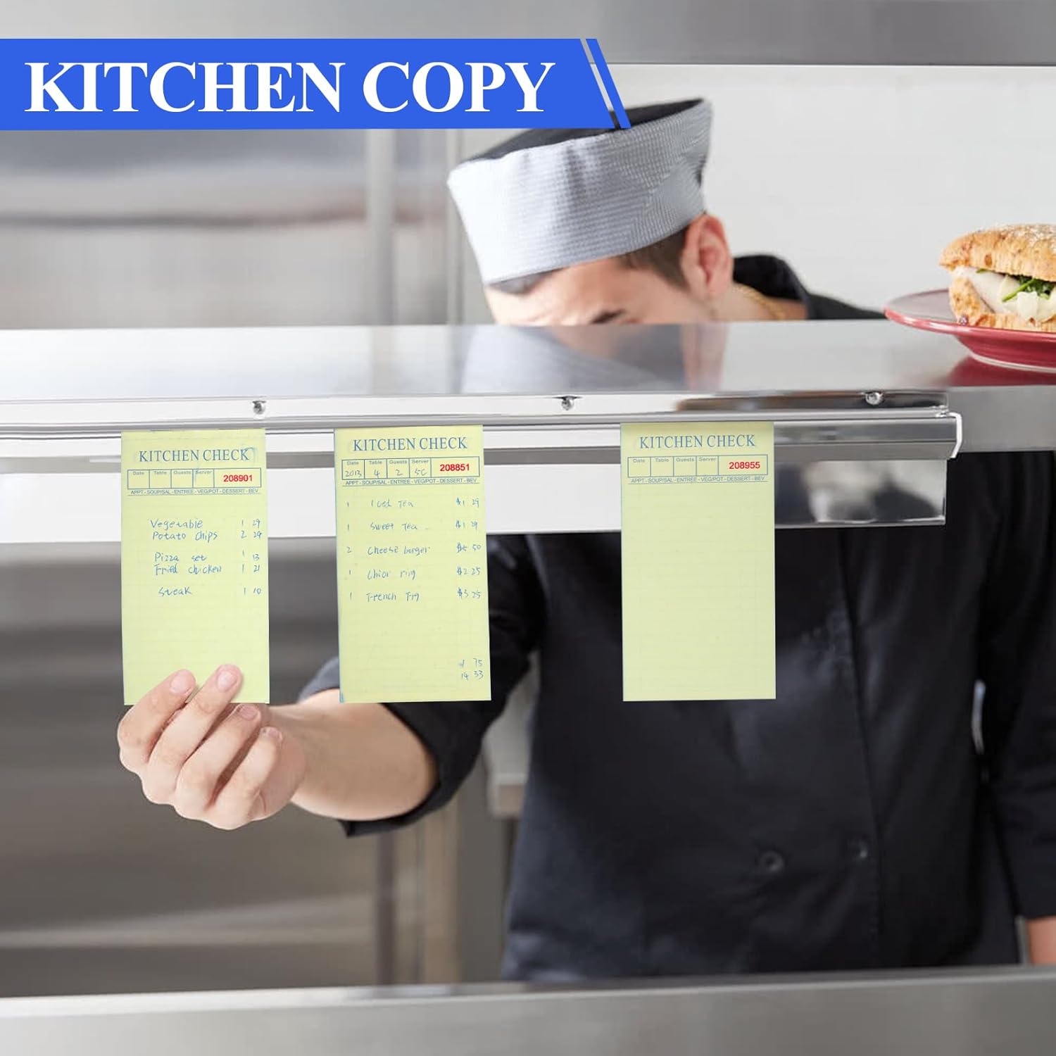 Paquete de 4 blocs de notas para servidor, doble parte de cheques de invitados para servidores, bloc de notas de camarera para pedidos de alimentos,