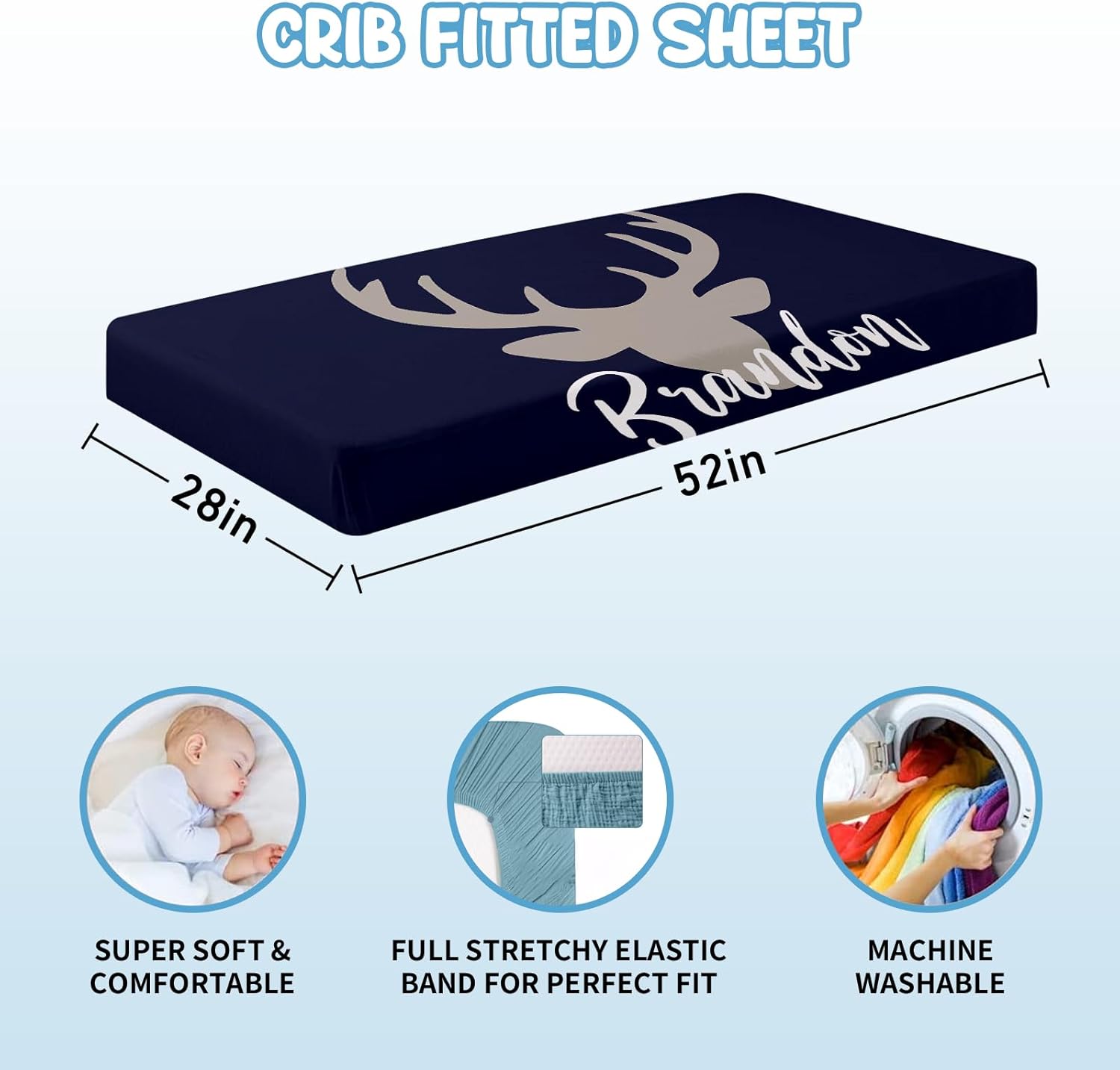 Juego de ropa de cama personalizado para cuna de bebé, cómodo juego de cama de 3 piezas para cuna de regalo personalizado con nombre para bebés,