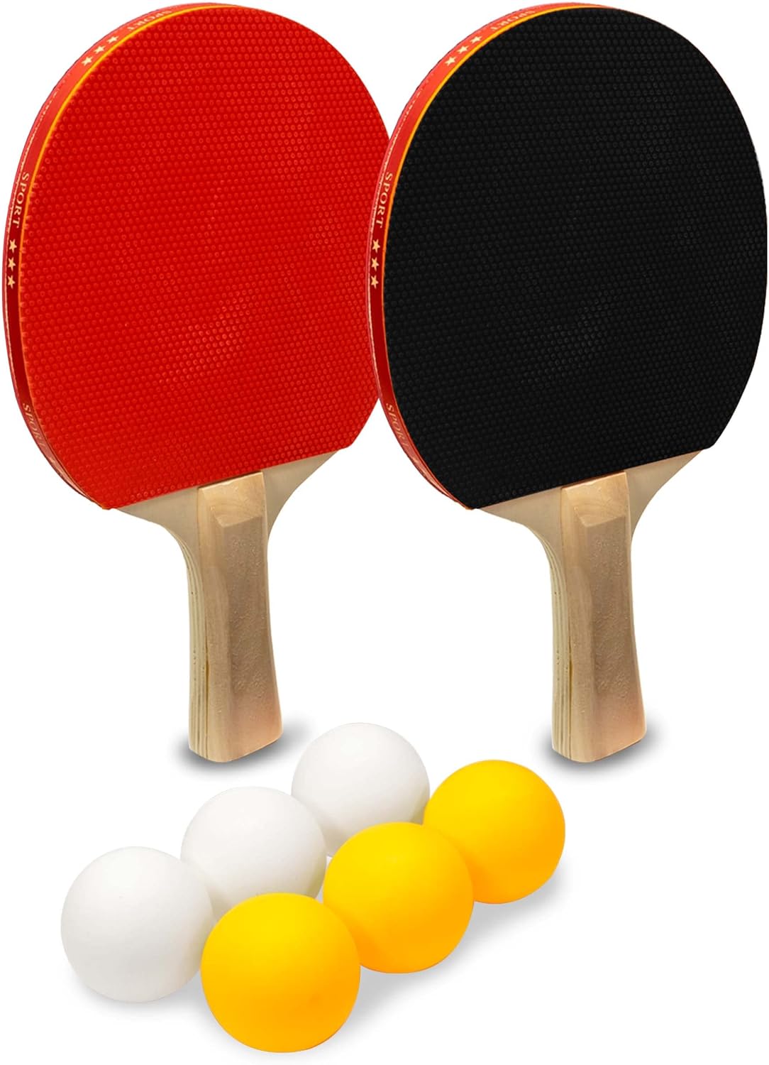 HAKOL Juego de ping pong con 4 paletas y red para cualquier mesa, red retráctil, 2 paletas, 6 bolas, bolsa de transporte, diversión portátil en