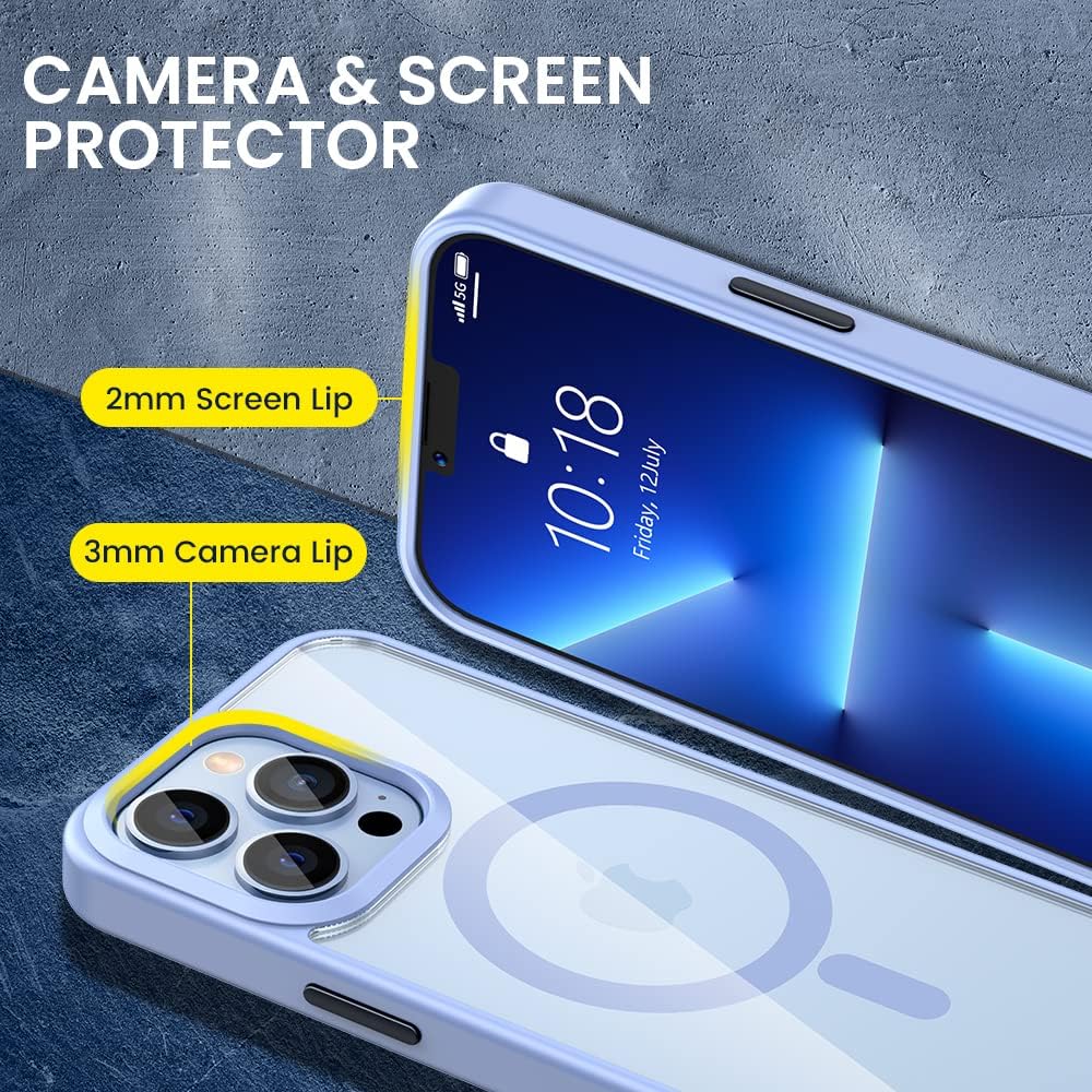 VEGO Funda magnética para iPhone 13 Pro, iPhone 13 Pro con imanes fuertes integrados, parte trasera de policarbonato duro transparente + marco de