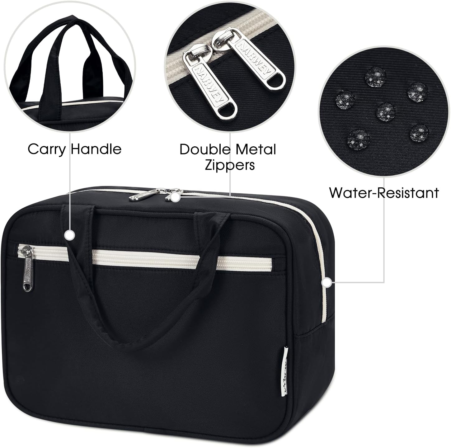 Narwey Neceser de tamaño completo para mujer, bolsa de maquillaje grande, organizador de viaje, bolsa de cosméticos para accesorios esenciales,
