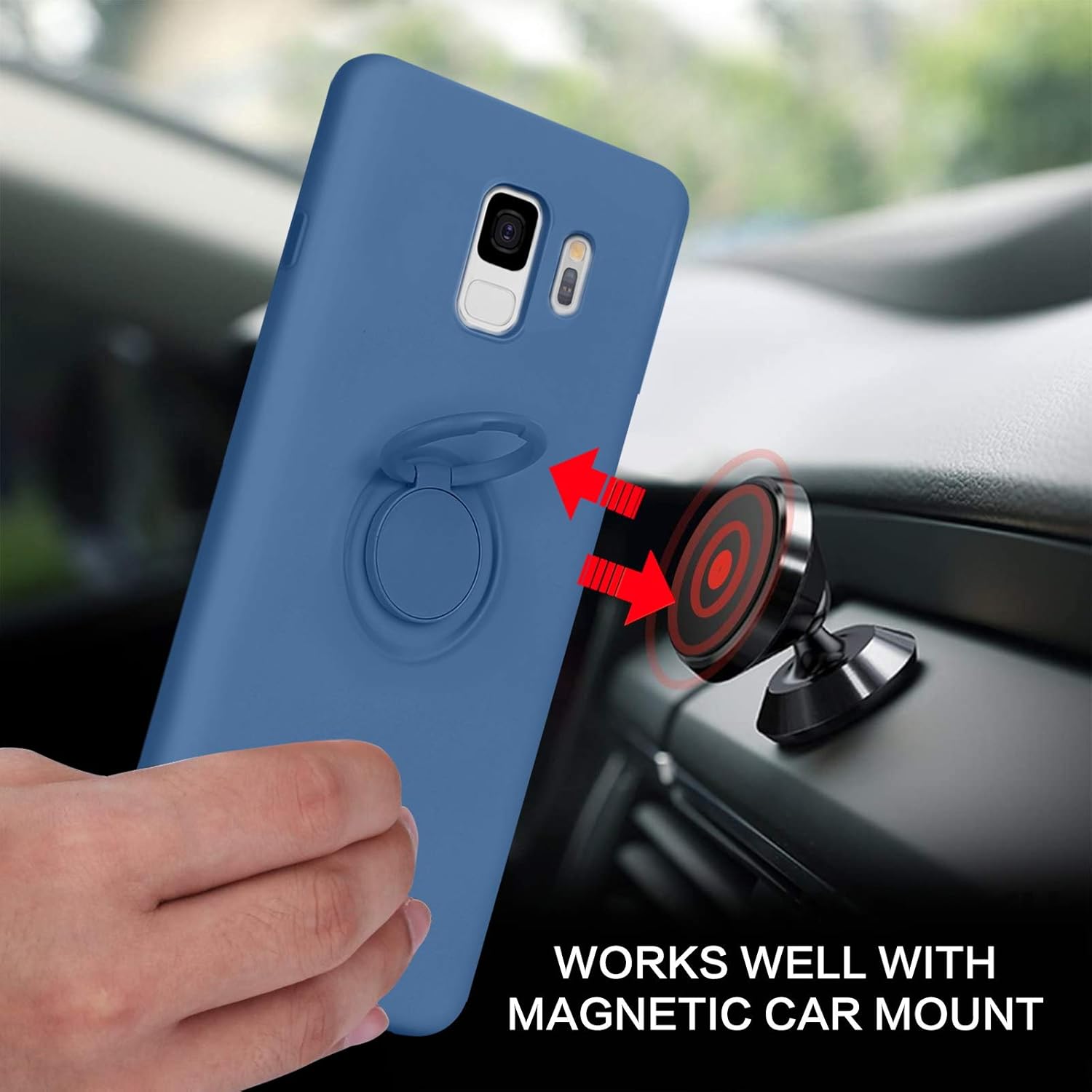 BENTOBEN Funda para Samsung Galaxy S9, silicona delgada, soporte de anillo de 360, soporte para automóvil, goma suave a prueba de golpes,