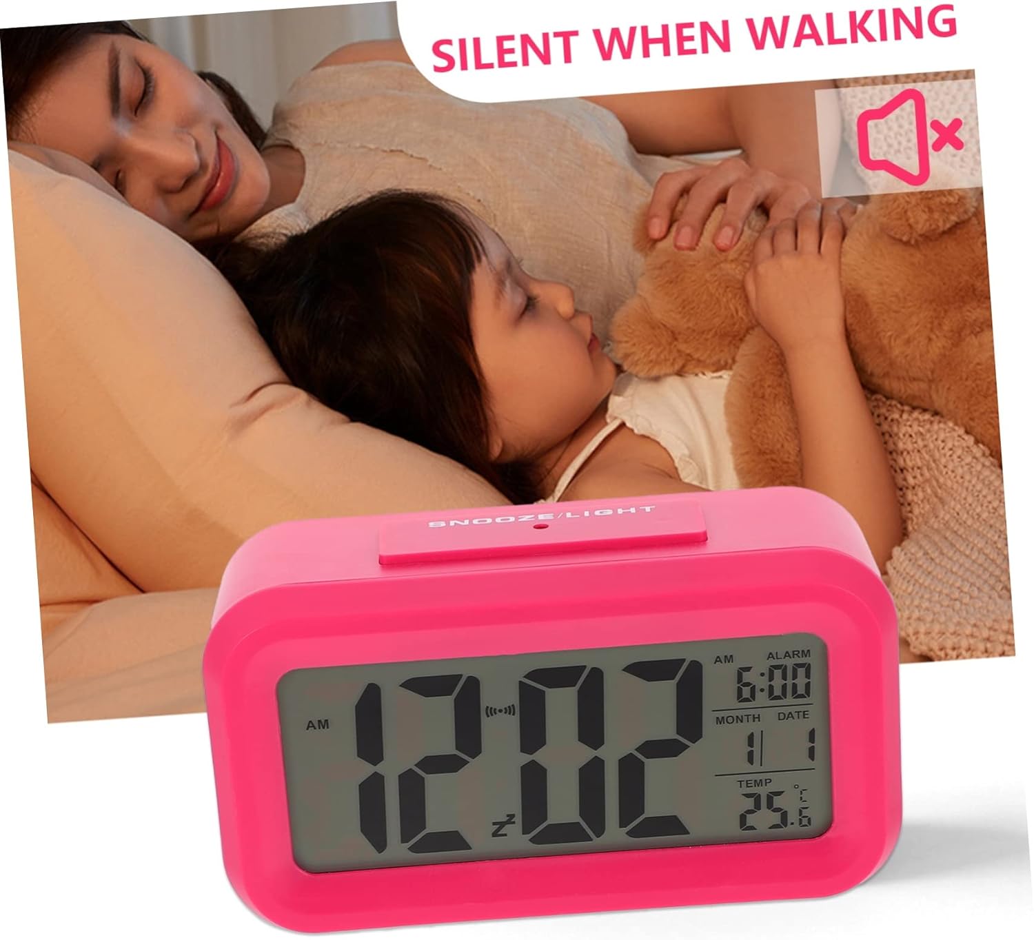 1 Unidades Reloj Despertador Calendario Reloj Despertador Dormitorio Alarma Multifunción Reloj despertador Radio Digital Reloj despertador para