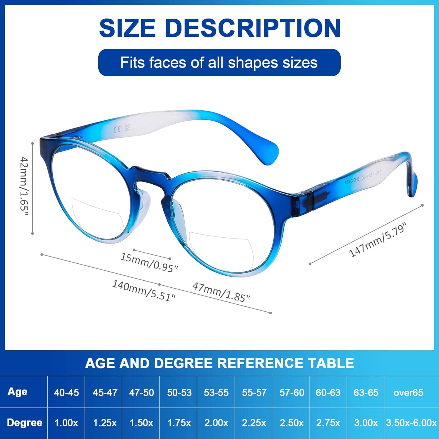 AQWANO Gafas de lectura bifocales para hombres, bloqueo de luz azul, lectura bifocal, mujer, diseño de moda, bisagra de resorte ligera, paquete de 3