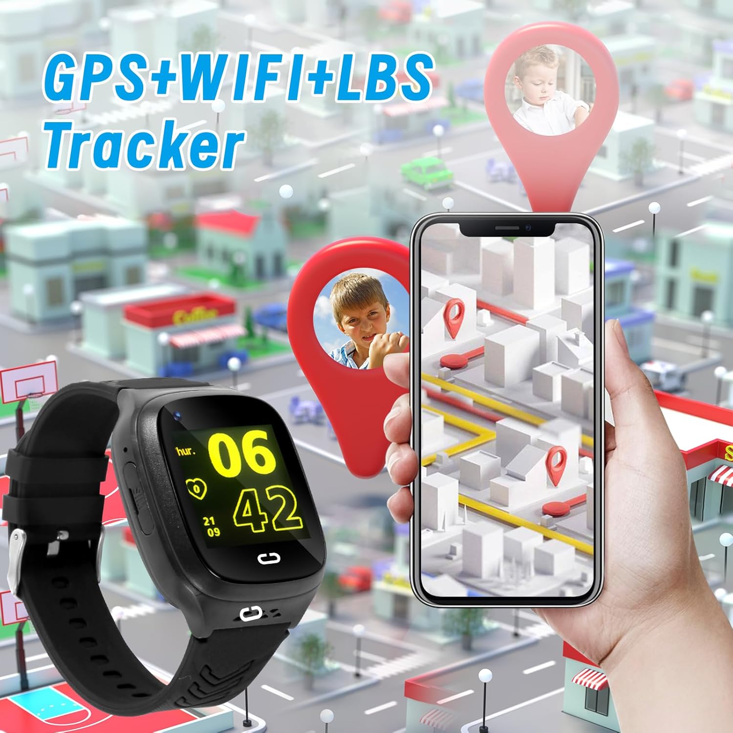 wsgpxtybb 4G Kids Smart Watch with GPS Tracker,Smartwatch for Kid with Video Call Voice Chat SOS Camera Alarm Clock Puzzle Games WiFi Tracker HD
