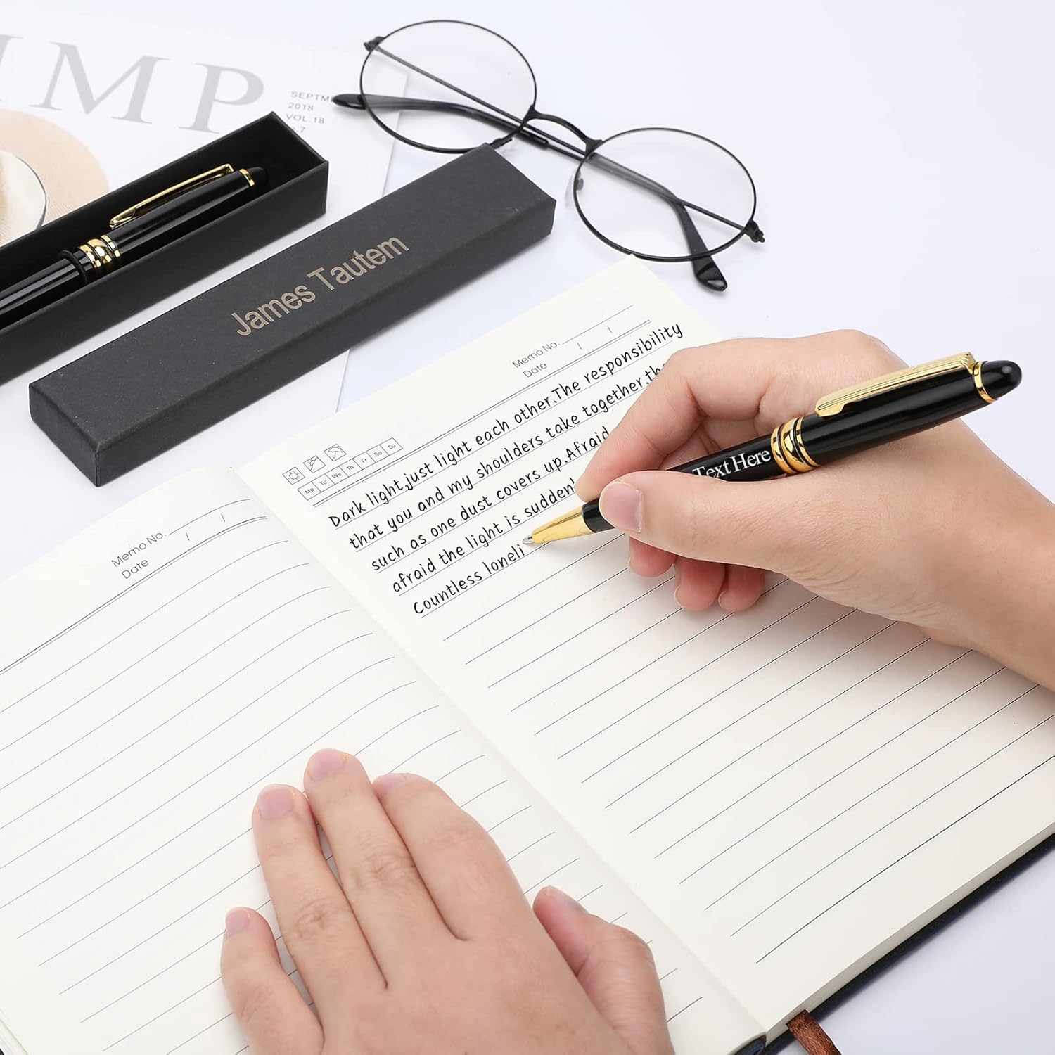 Bolígrafo personalizado, bolígrafo personalizado con caja de regalo de lujo, 2 bolígrafos grabados con giro, bolígrafo grabado con tu nombre o