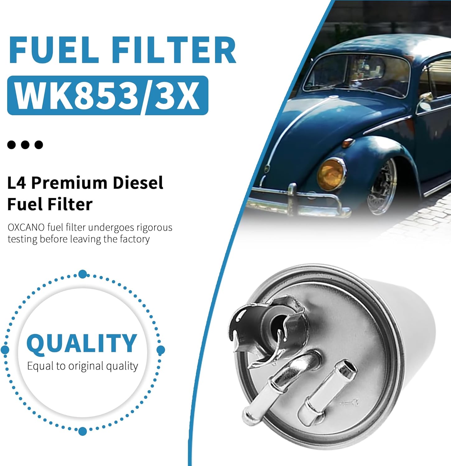 OXCANO Filtro de combustible diésel L4 Premium WK8533X XF65428 compatible con motor diésel VW Beetle 1999-2006, Golf 2000-2006, Jetta 2000-2005,