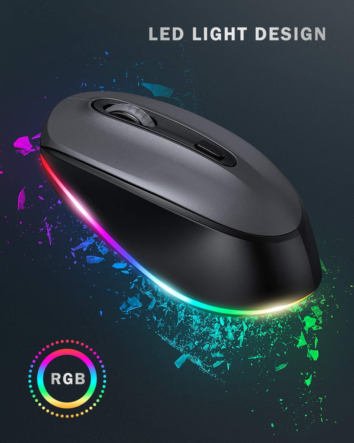 seenda Mouse Bluetooth – Ratón inalámbrico ultra silencioso, recargable e iluminado (Bluetooth 3.05.0+USB) para computadora, laptop, laptop,