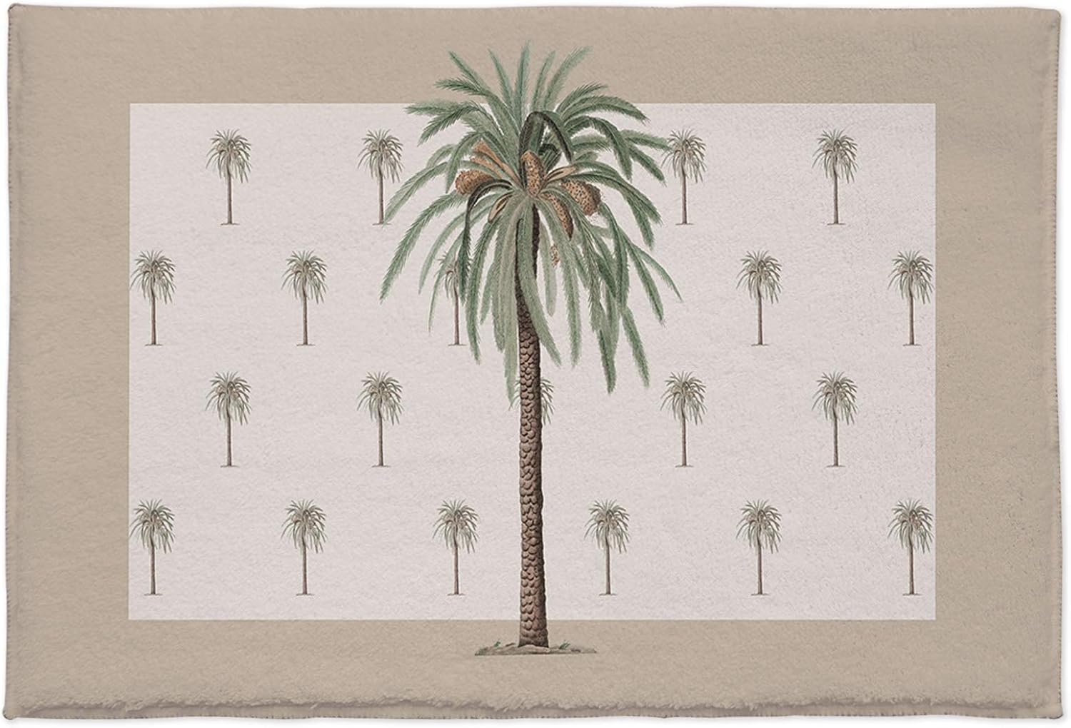 Alfombra de baño antideslizante, geométrica de verano con palmeras tropicales sobre fondo marrón, suave, peluda, larga, peluda, alfombra para baño,