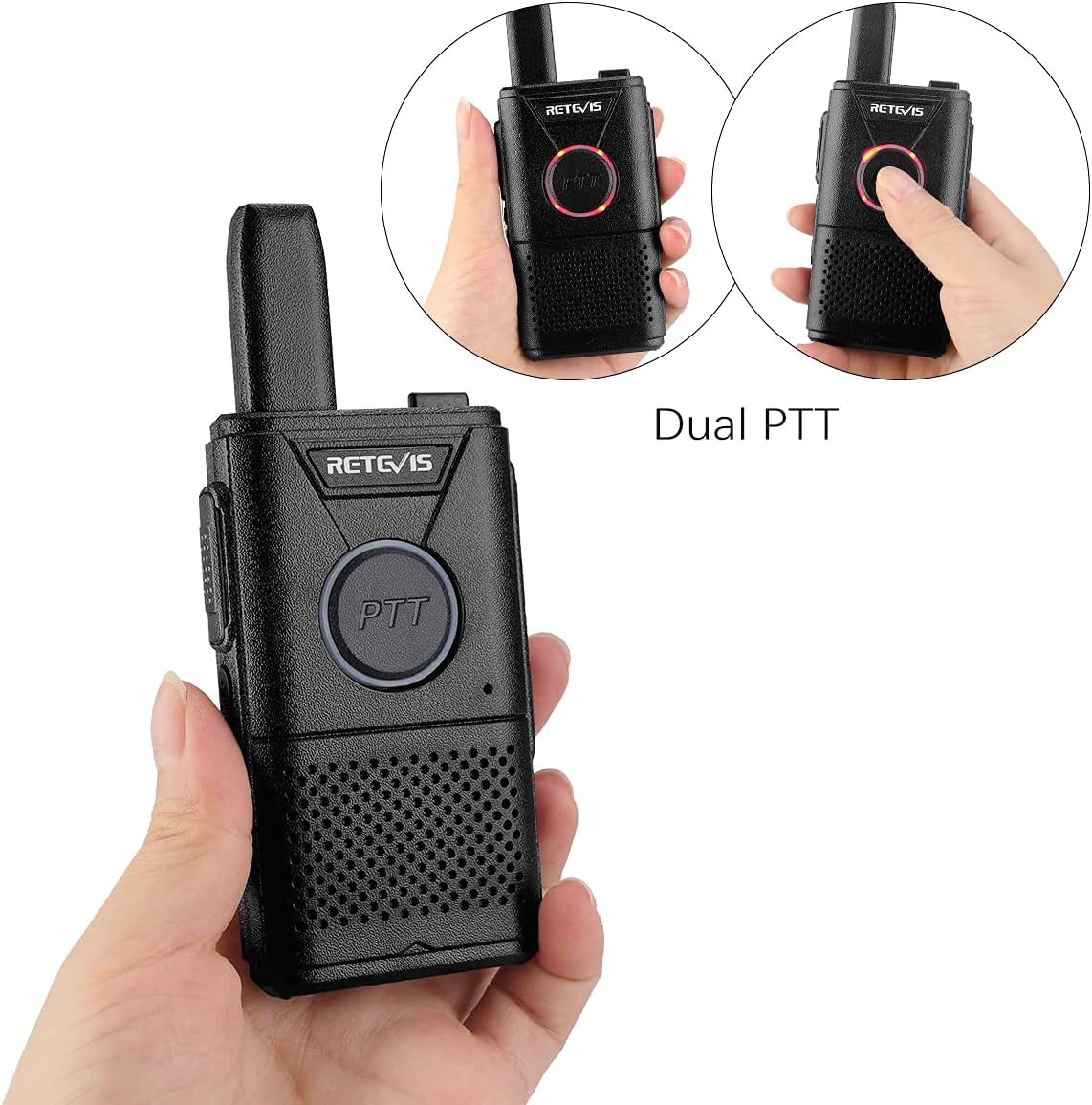 Retevis Walkie talkies RT18 – Paquete de 20 radios de 2 vías, Walkie Talkies de largo alcance, PTT dual, cable de carga USB 2 en 1, VOX, clip de