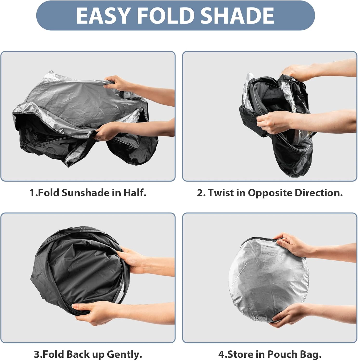 Siapupy Parasol para parabrisas con bolsa de almacenamiento para SUV, protector solar de poliéster 190T duradero para ventana delantera, accesorios