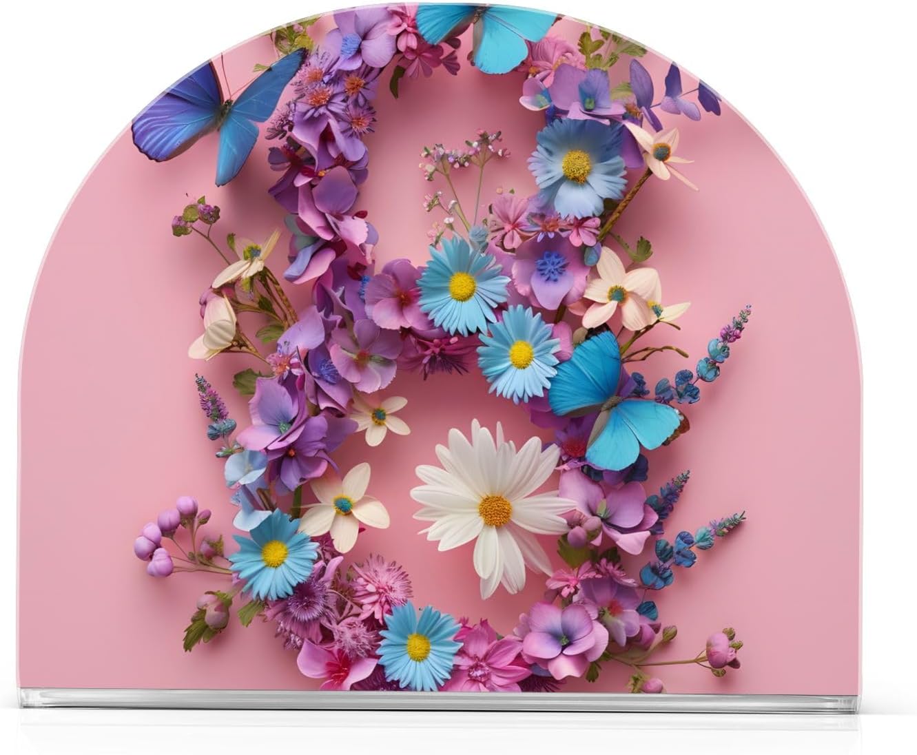 Napkin Holder 2 Pack, Mother’s Day Flowers and Butterflies Acrylic Napkin Holders for Tables, Upright Paper Napkin Holder Dispenser for Kitchen