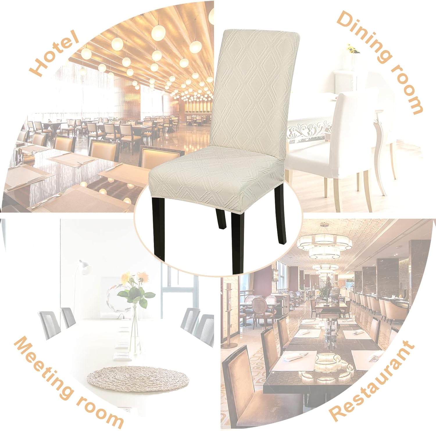 SearchI Juego de 4 fundas impermeables para sillas de comedor, fundas elásticas para sillas Parsons extraíbles, lavables, fundas protectoras para