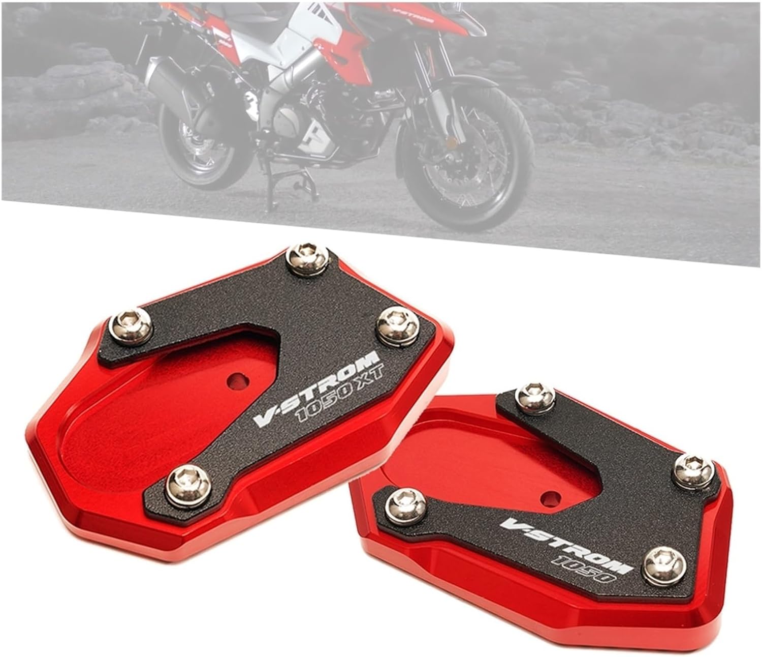 CNC aluminio for Suzuki V-Strom 1050XT VSTROM 1050 2019-2021 Motorcycle Kickstand Foot Side Stand Extension Pad Support Plate (Color  1050XT Black)