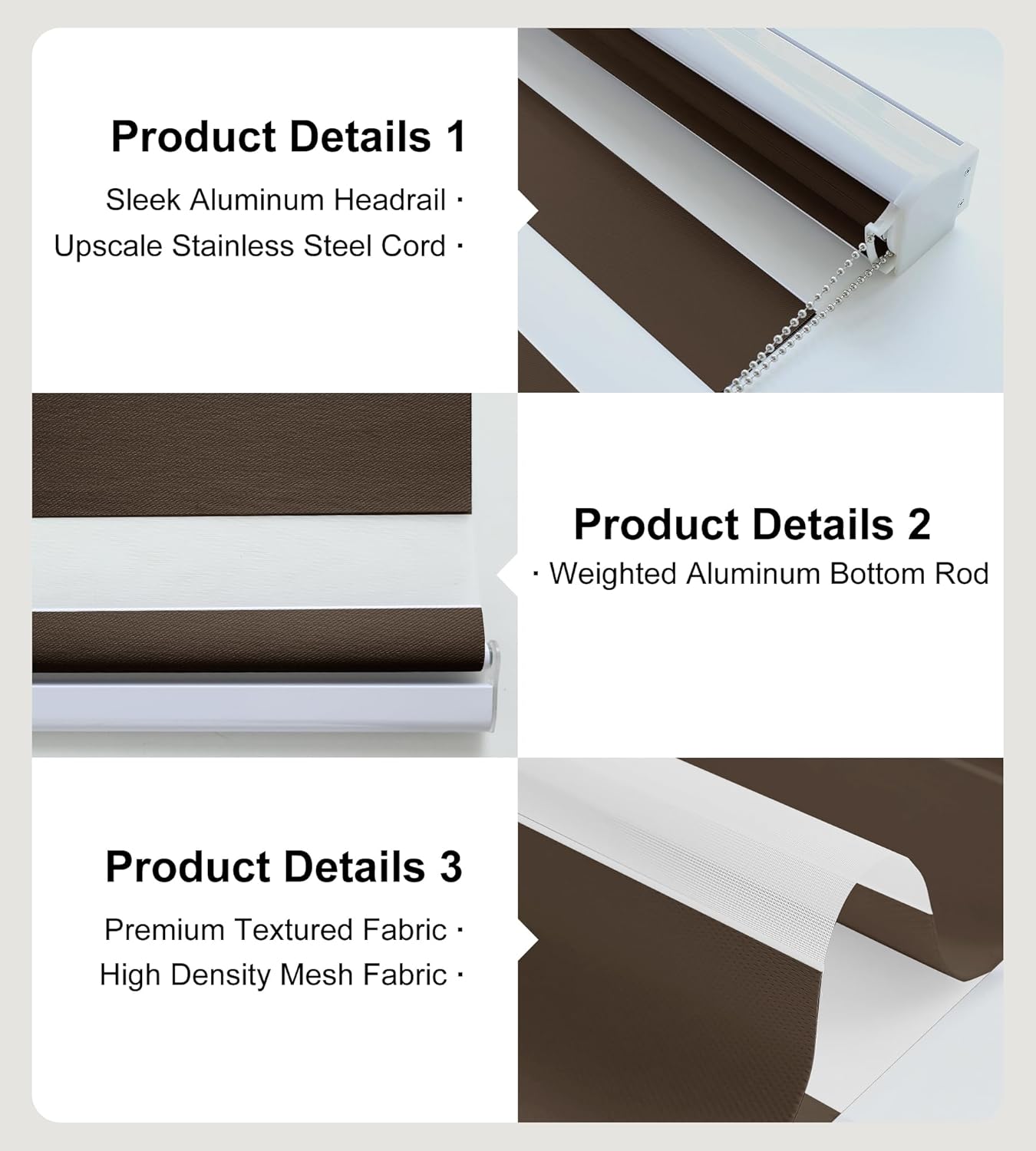 SHECUTE Persianas tipo cebra para ventanas, 42 x 72 pulgadas, cortinas enrollables opacas con filtro de luz, para sala de estar, dormitorio, cocina,
