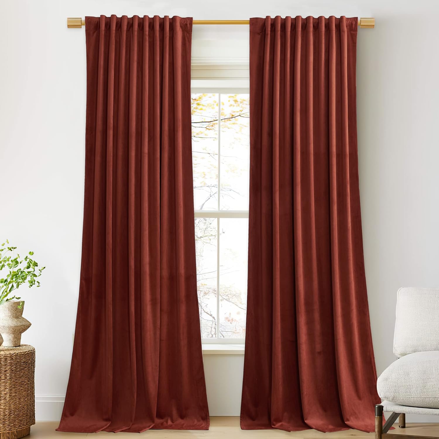 StangH – Cortinas opacas de terciopelo para teatro, dormitorio, privacidad con aislamiento térmico, para Media Cafe, 52 x 90pulgadas, 2paneles,
