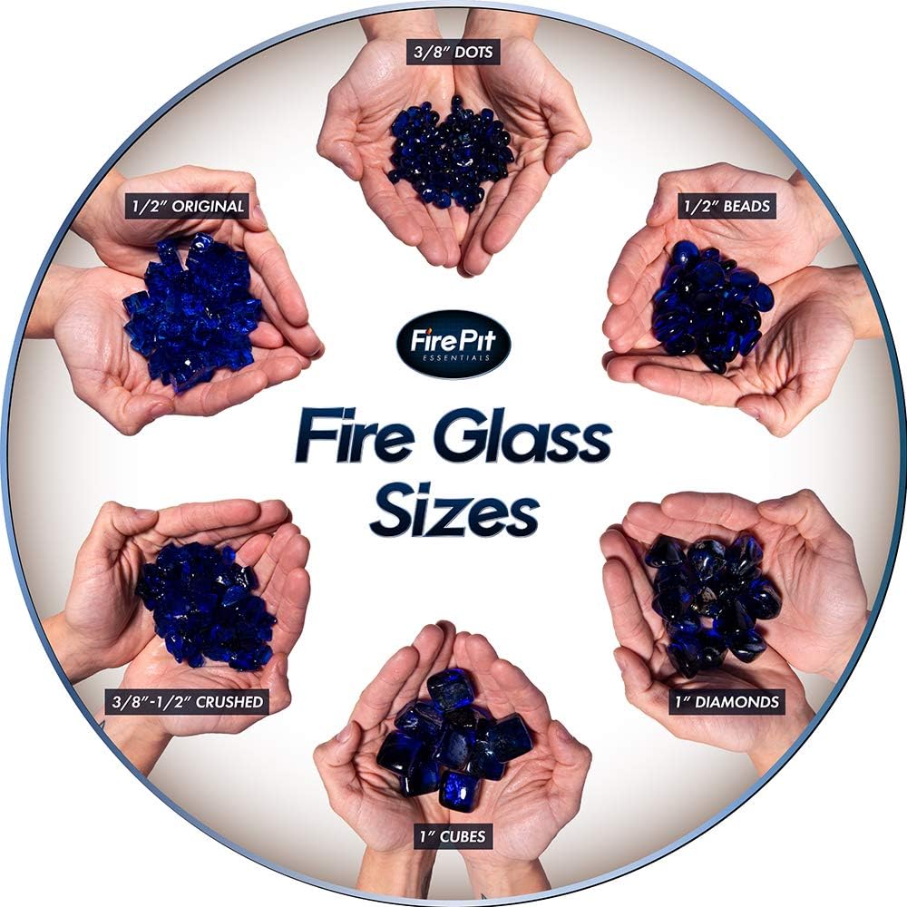 12″ – 34″ Fragmentos de vidrio ignífugo para uso en fosos de fuego interiores o exteriores o chimenea, 10 libras, Azul marino oscuro