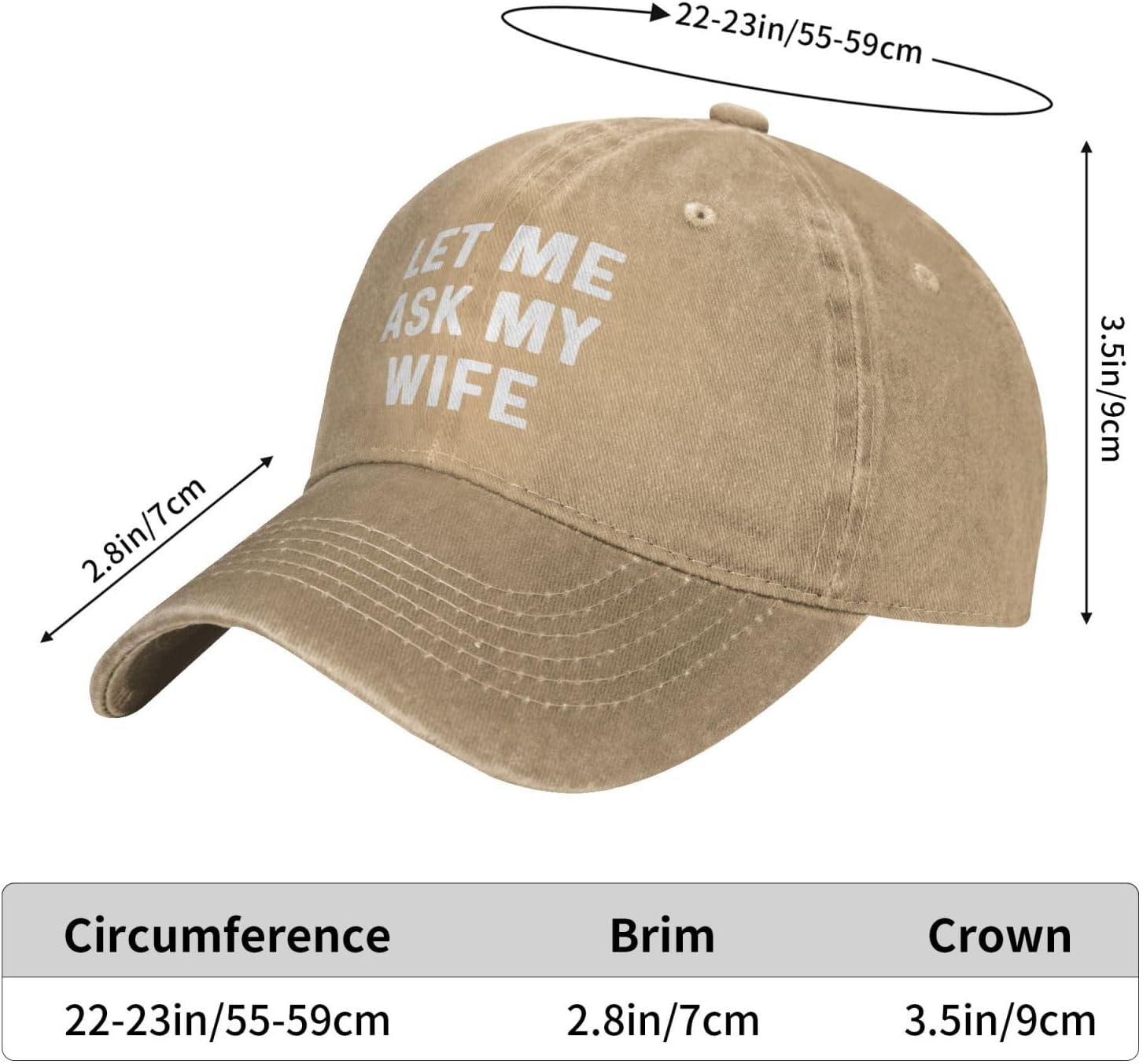 Sefgaen Gorra con texto en inglés Let Me Ask My Wife para mujer