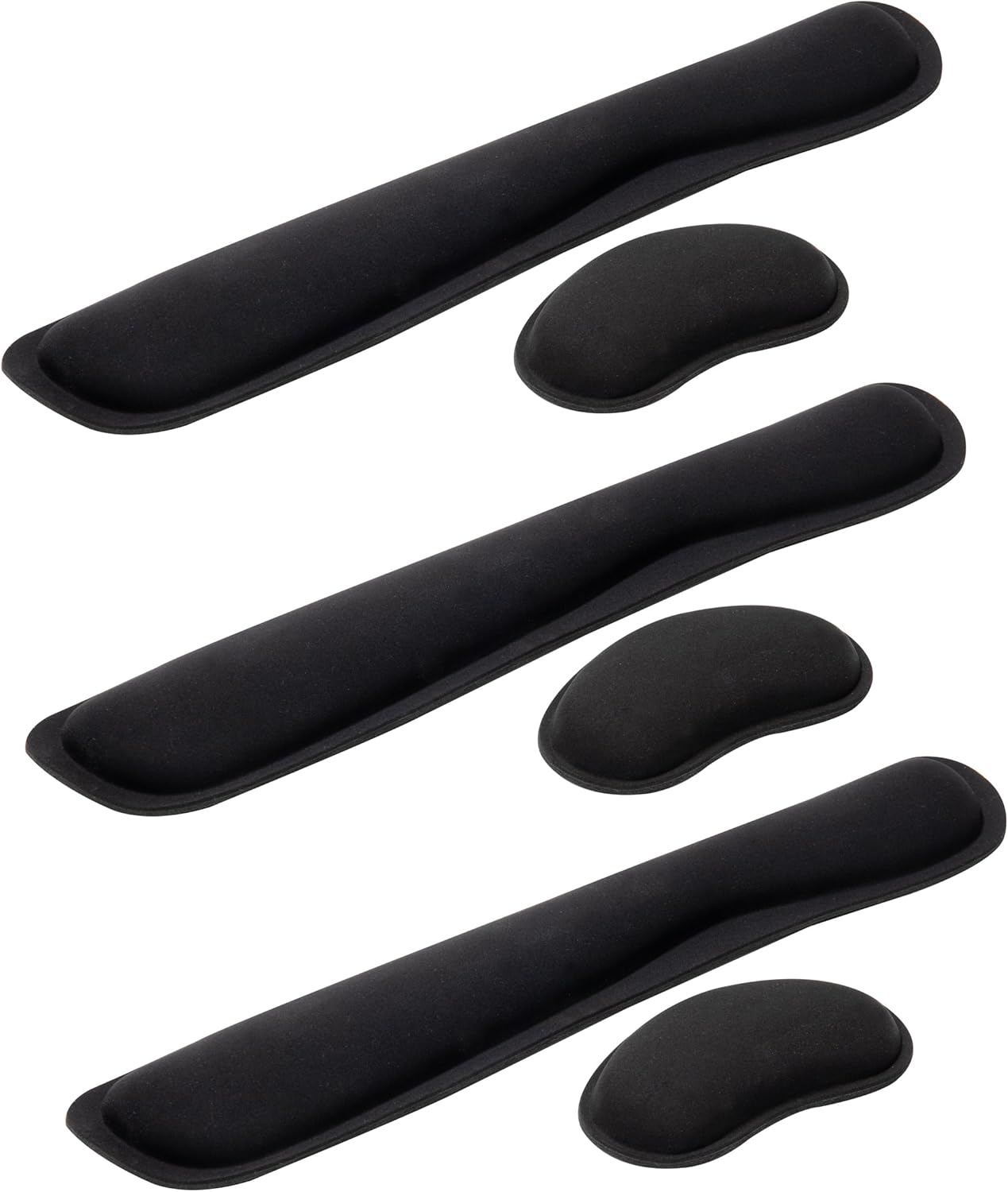 Mind Reader Reposamuñecas, gel y espuma viscoelástica, base antideslizante, juego de 3 (2 piezas cada juego), 16.75 pulgadas de largo x 3 pulgadas
