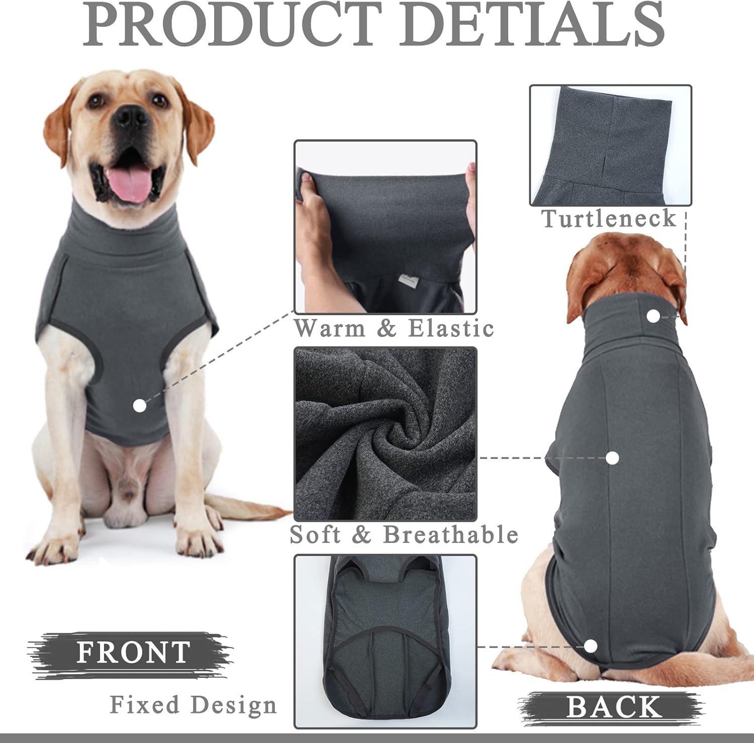 ROZKITCH Abrigo de invierno para perro, pijama suave para mascotas, resistente al viento, chaqueta cálida para clima frío, chaleco acogedor, ropa
