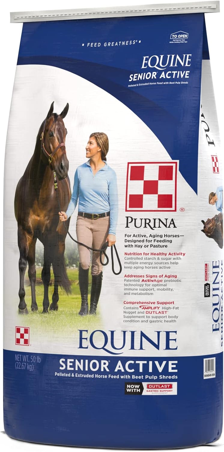 Purina  Alimentación activa para caballos equinos senior  Bolsa de 50 libras (50 libras)