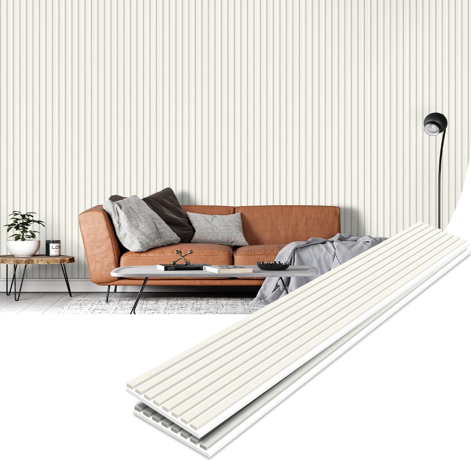 Tönnen Paneles acústicos con lamas de madera, paquete de 2, 94.5″ x 11″ x 5164″ cada uno, de piso a techo, panel de madera para pared, para