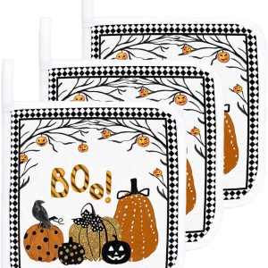 3 Packs Halloween Pumpkins Pot Holders Sets for Kitchen,Oven Pan Plate Bowl Pads Heat Proof Mat with Hanging Loop,Thick Terry Cloth Potholders for 3 Packs Halloween Pumpkins Pot Holders Sets for Kitchen,Oven Pan Plate Bowl Pads Heat Proof Mat with Hanging Loop,Thick Terry Cloth Potholders for