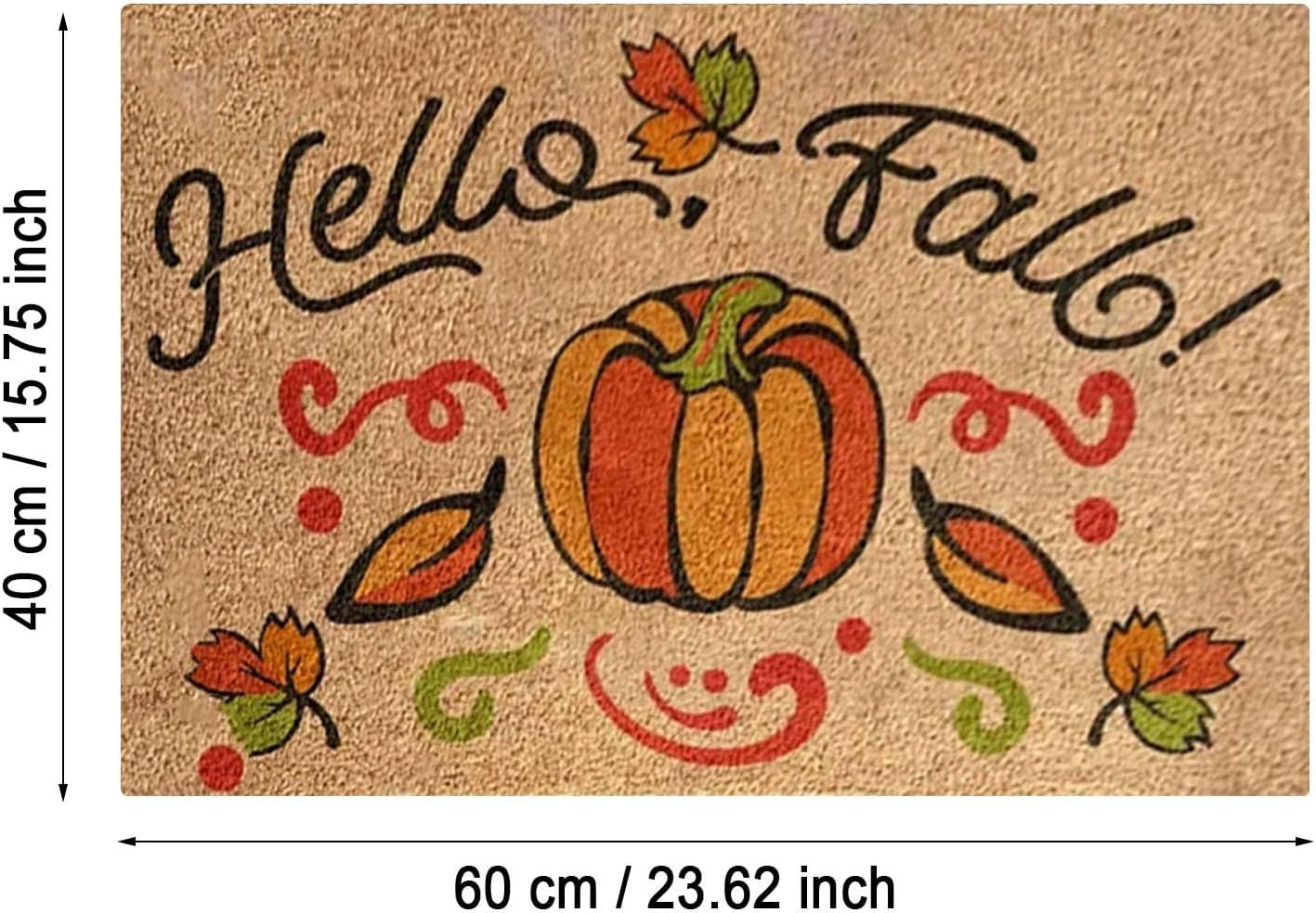 Tapete de bienvenida con diseño de calabaza de otoño, para exteriores, para puerta delantera, hojas de arce, antideslizante, para casa de campo,