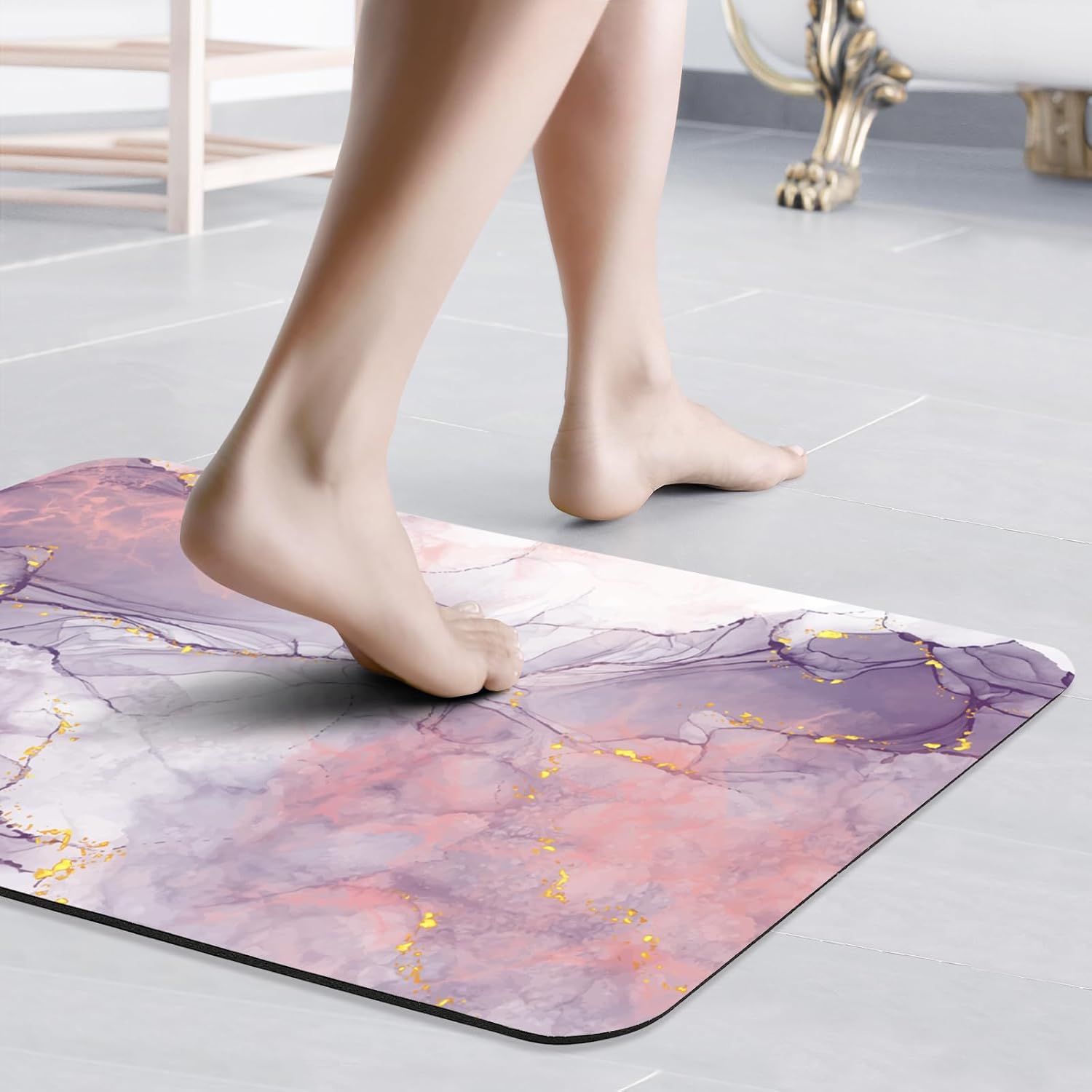 Gibelle Alfombra de baño súper absorbente, de secado rápido, delgada, para debajo de la puerta, parte trasera de goma antideslizante, para frente de
