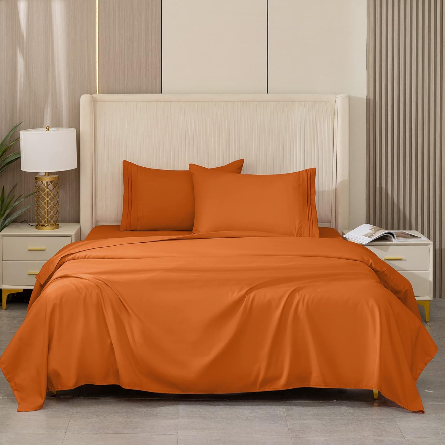 REDKEY Juego de sábanas Queen con bolsillo profundo, 4 piezas de microfibra suave y fundas de almohada, resistente a las arrugas, tamaño Queen,