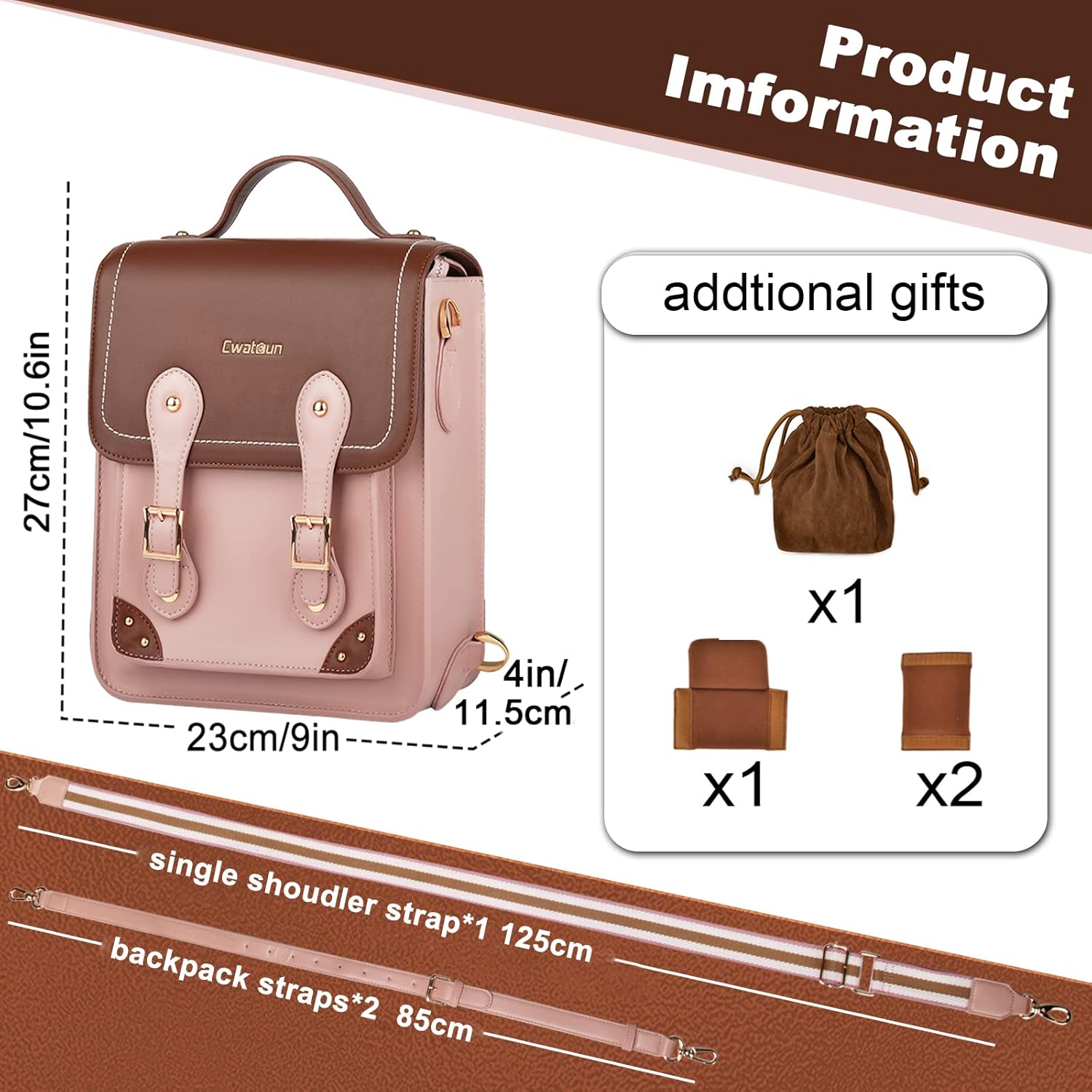 Cwatcun Bolsa para cámara, funda cruzada para cámara retro, de piel sintética vintage, impermeable, mochila ligera para cámara, compatible con