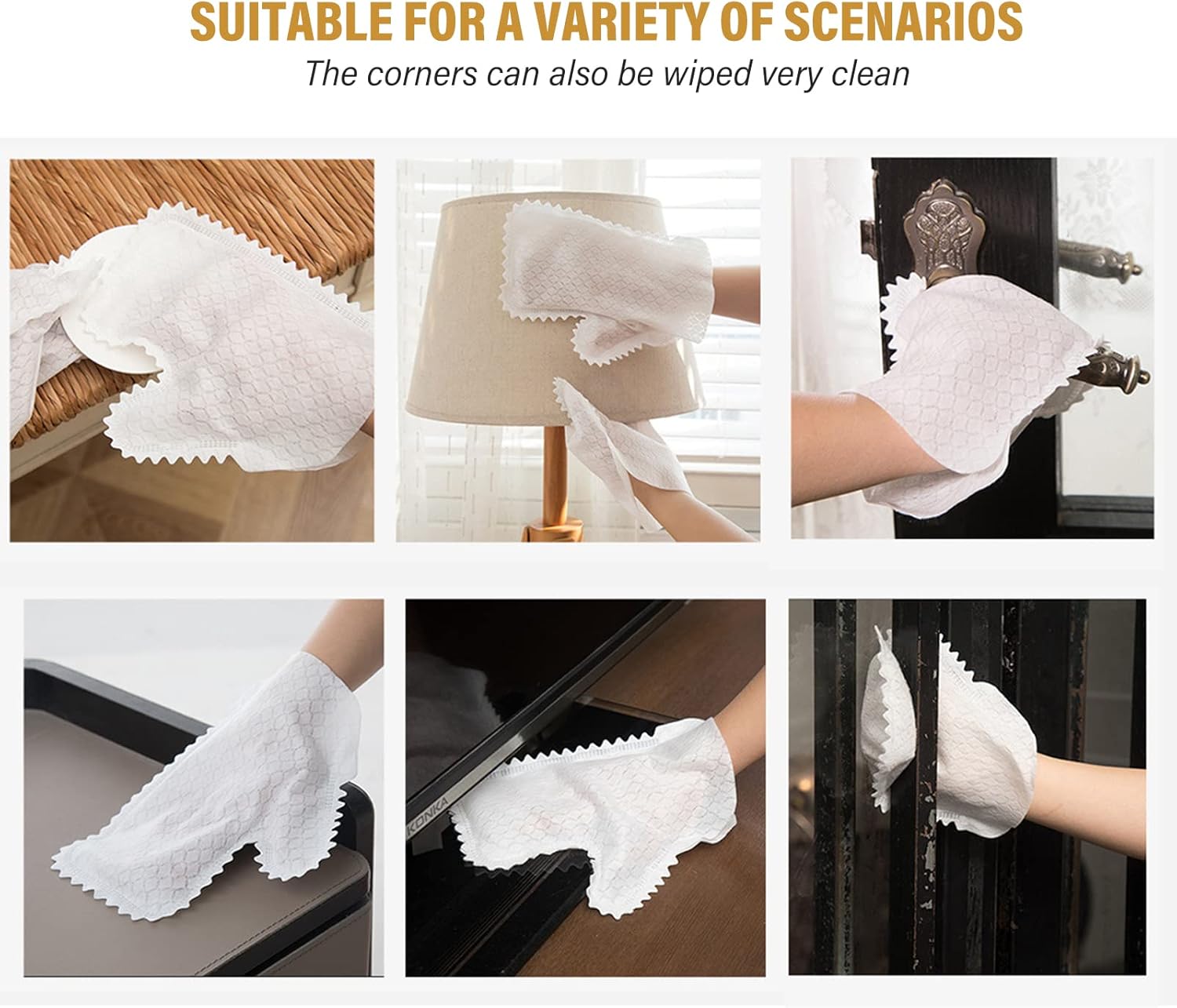 KKONHII Guantes grandes blancos no tejidos para lavavajillas, 40 unidades, doble uso para limpieza en seco y húmedo