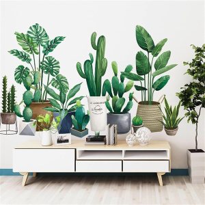 ACEXINYAN Calcomanías de pared de hojas de palmera tropical verde, calcomanías de pared de hoja de plátano y flor de palmera, hojas verdes, plantas, ACEXINYAN Calcomanías de pared de hojas de palmera tropical verde, calcomanías de pared de hoja de plátano y flor de palmera, hojas verdes, plantas,