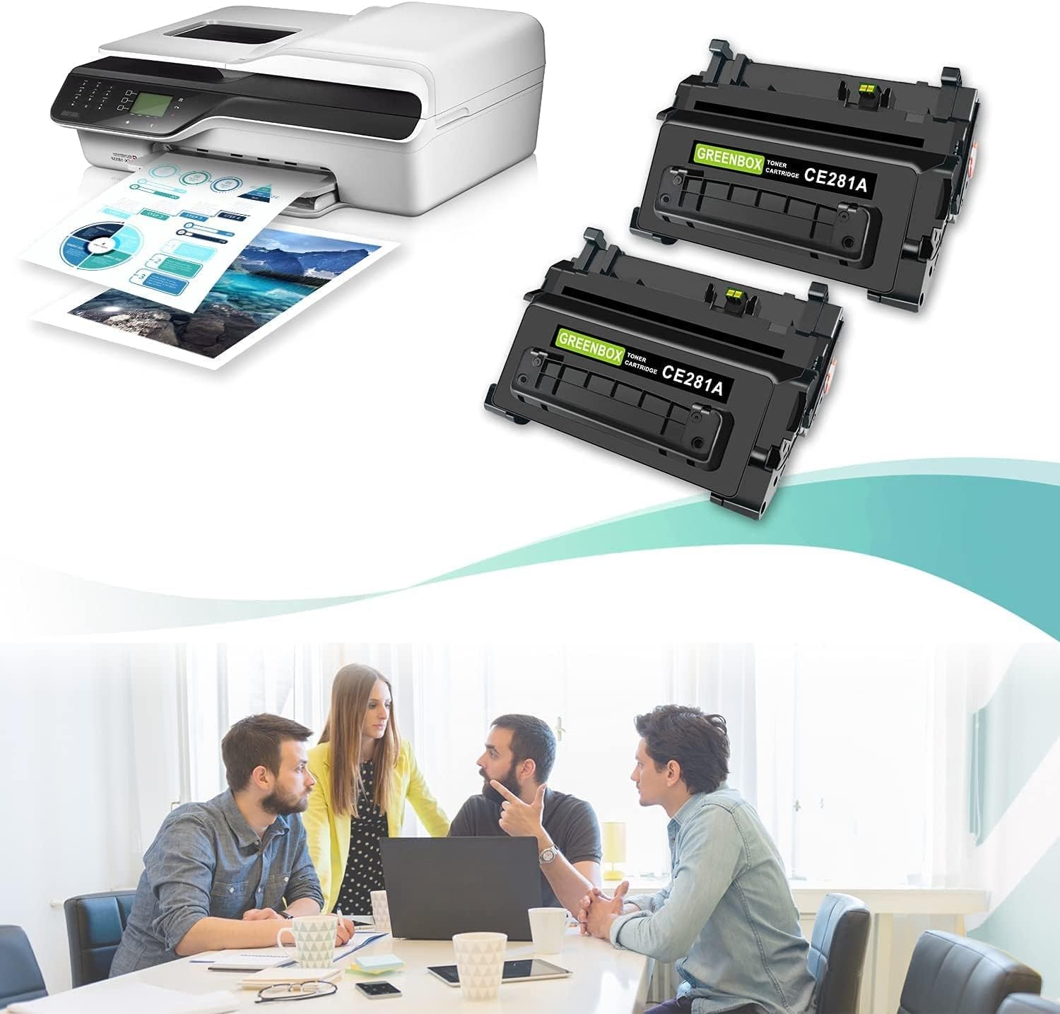 GREENBOX Cartucho de tóner 81A 2 unidades compatibles con HP 81A CF281A 10,500 páginas de alto rendimiento, para HP Enterprise MFP M605 M604 M604N