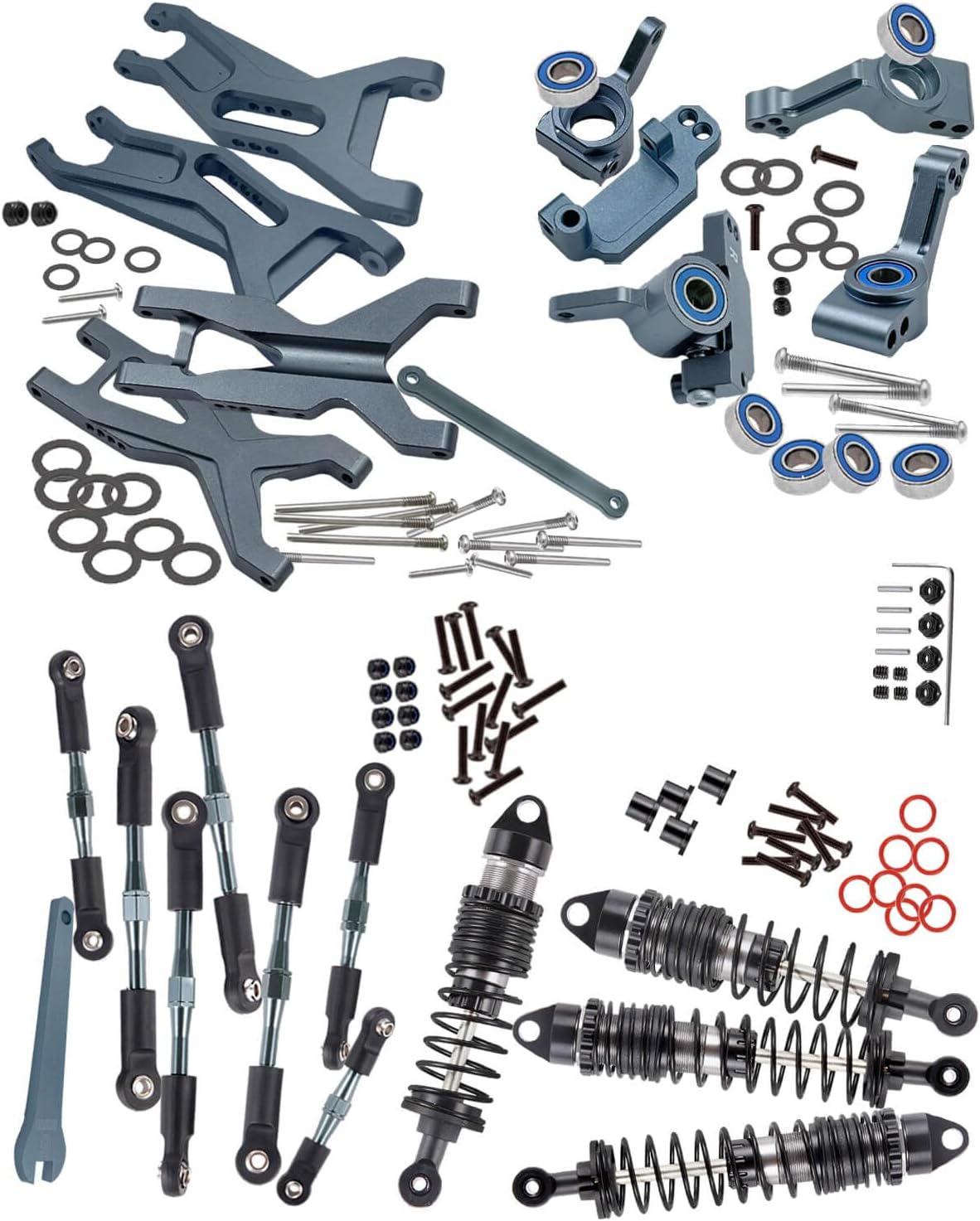Pieza de actualizaciones para 110 Slash 2WDSlash 2WD VXL, aleación Big Bore RC amortiguador de choques, brazo de suspensión delantero trasero,