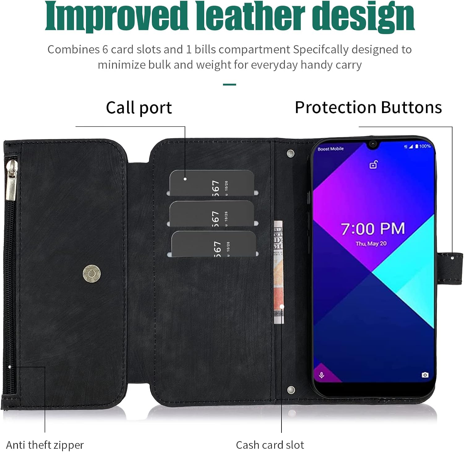 Compatible con Wiko Ride 3 – Funda tipo cartera con 9 ranuras para tarjetas, soporte de cuero retro, soporte para tarjetas, accesorios para