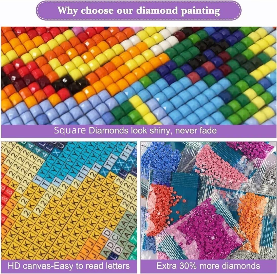 Kit de arte de diamantes de Halloween para adultos, pinturas de puntos de diamante para principiantes, suministros de arte de diamantes para