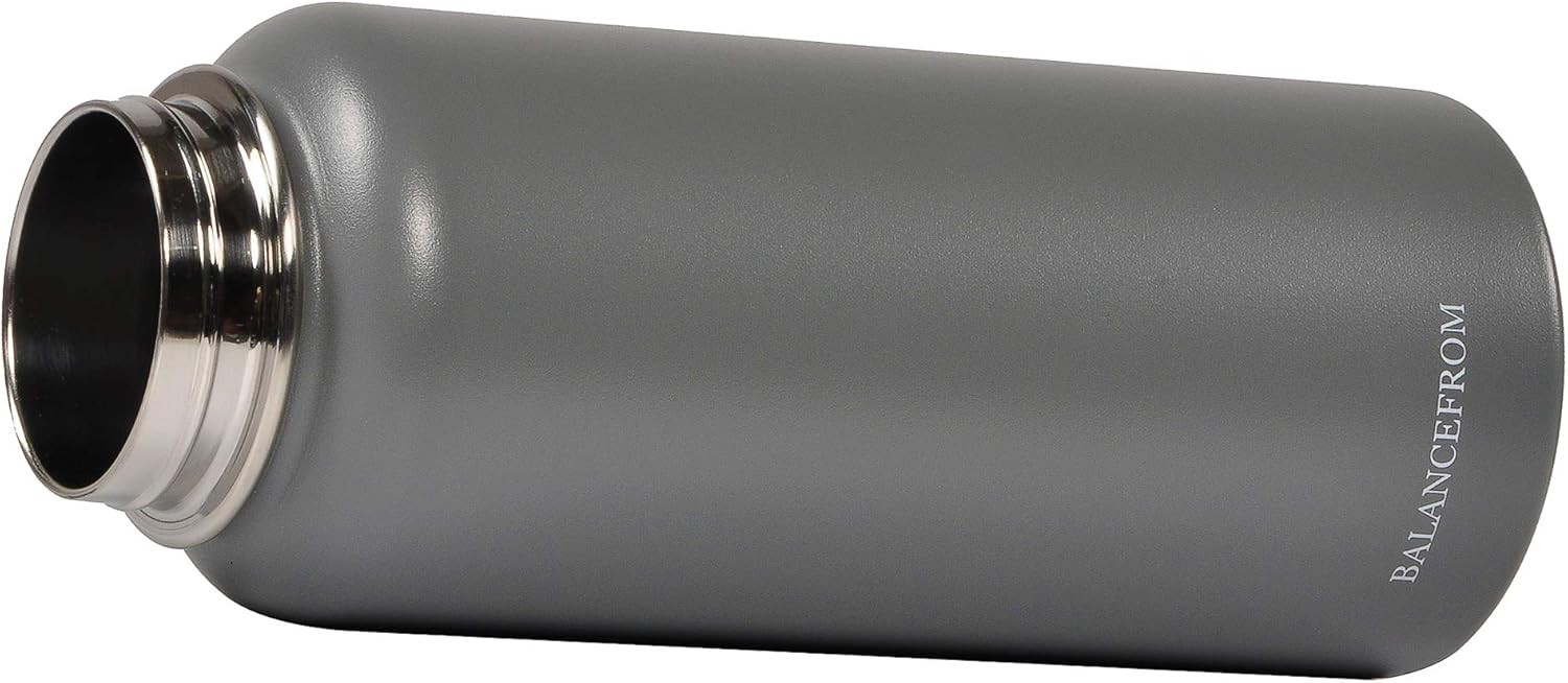 Signature Fitness Botella de agua de acero inoxidable con aislamiento al vacío de doble pared, 3 tapas incluidas, varios colores y tamaños